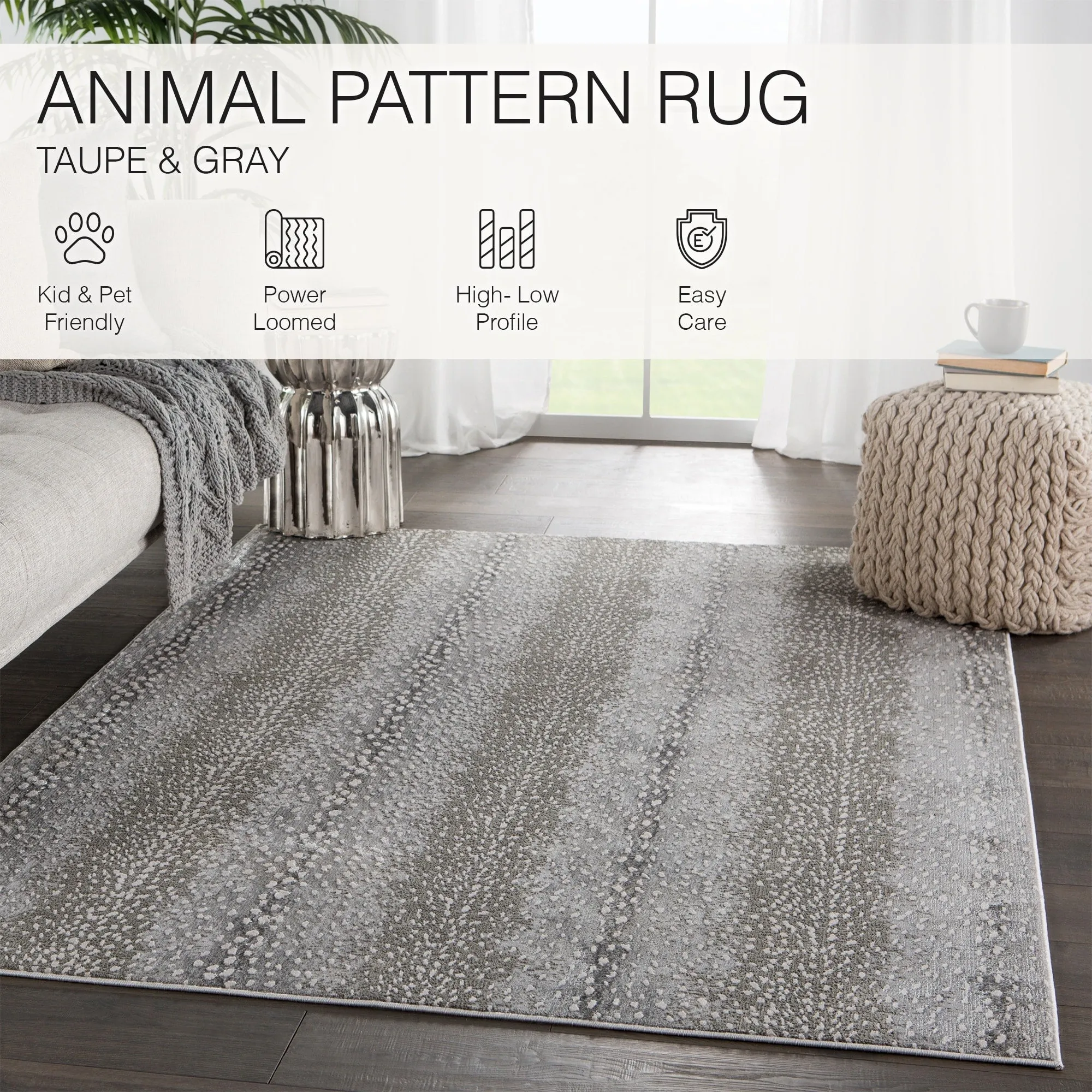 Silver Orchid Axis Animal Print Spotted Area Rug