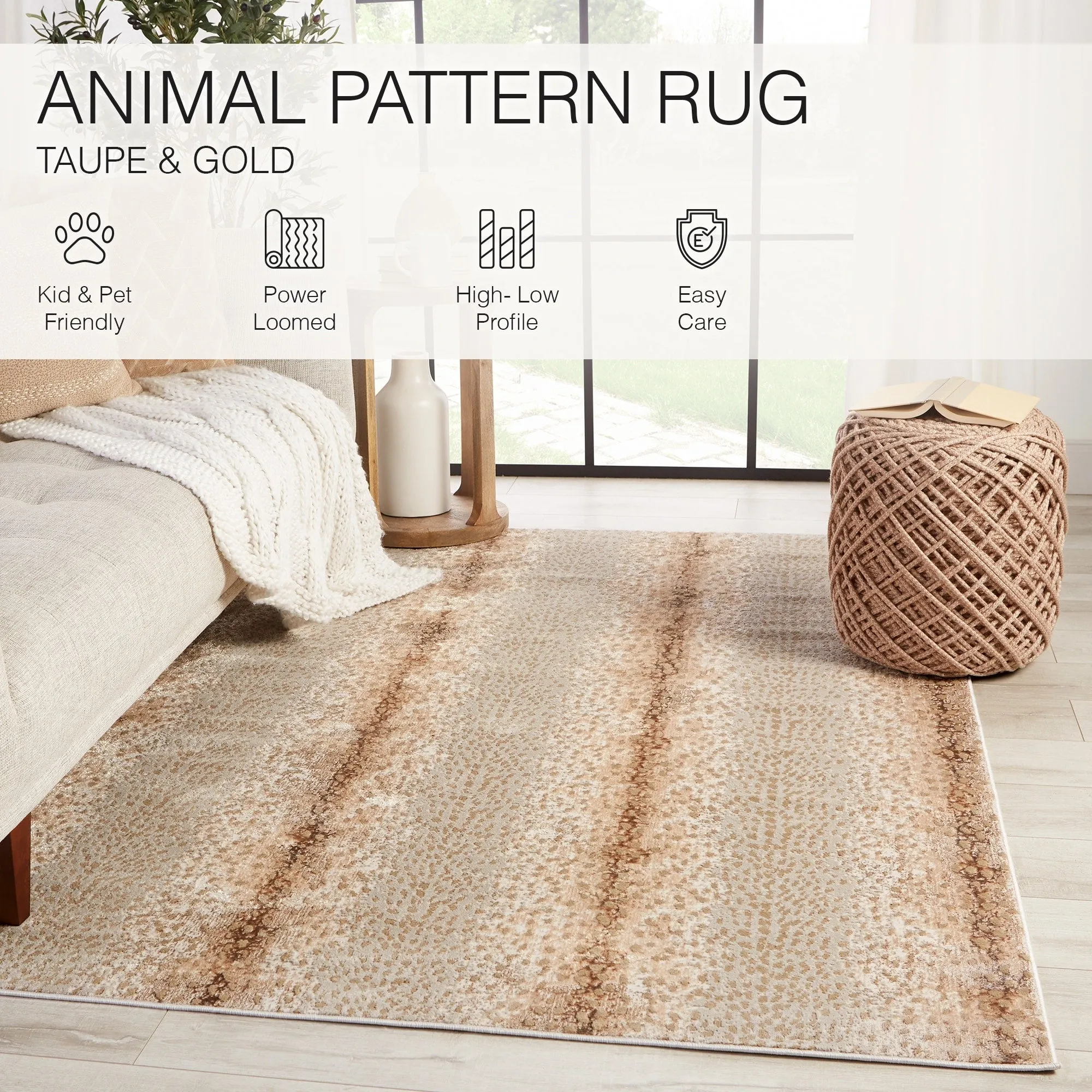 Silver Orchid Axis Animal Print Spotted Area Rug