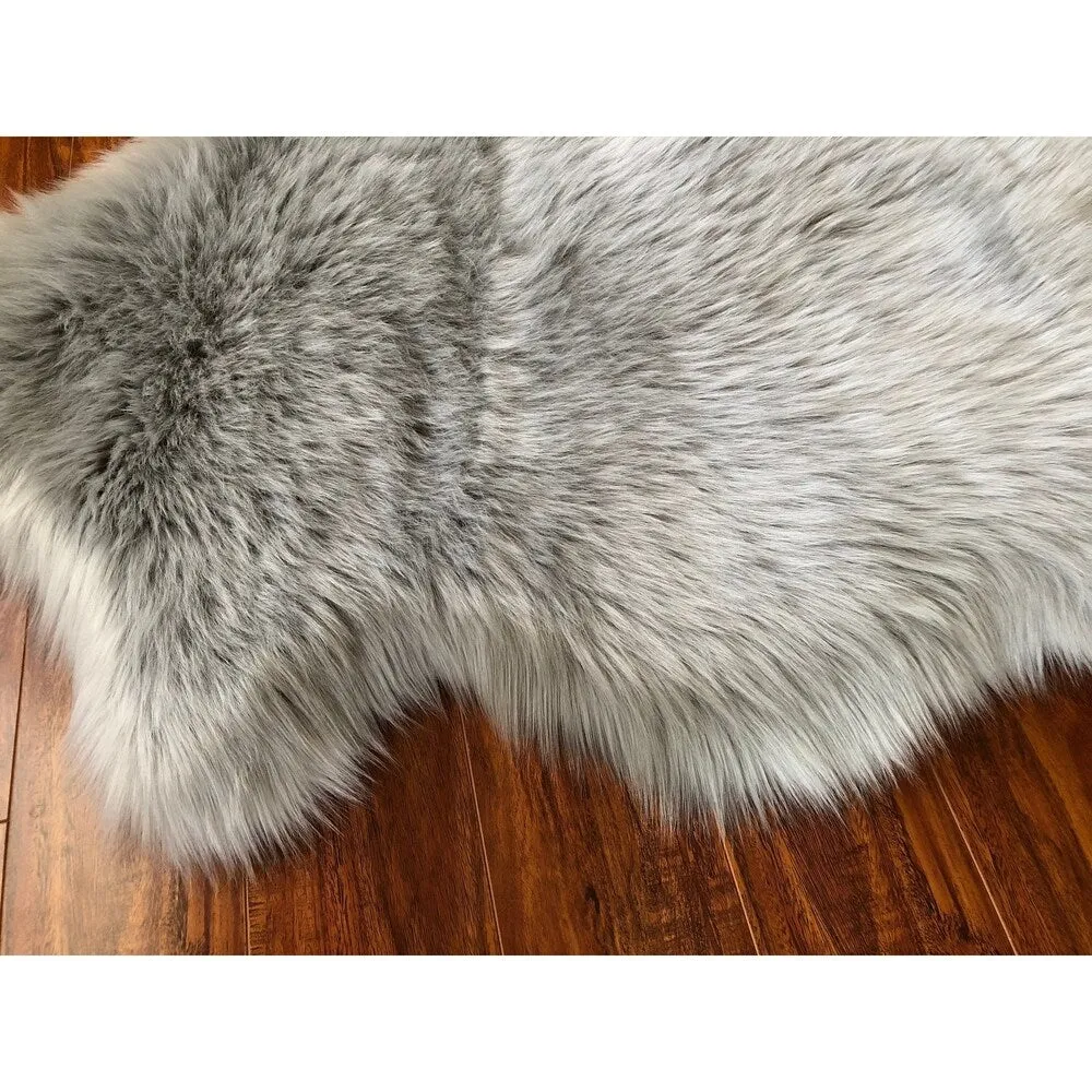 Silver Orchid Nansen Luxurious Faux Sheepskin Pelt Shag Rug