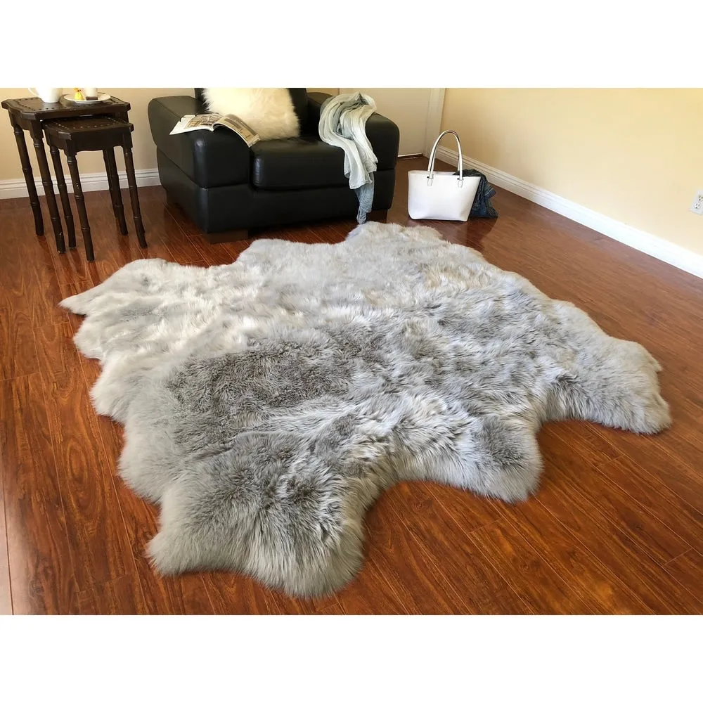 Silver Orchid Nansen Luxurious Faux Sheepskin Pelt Shag Rug