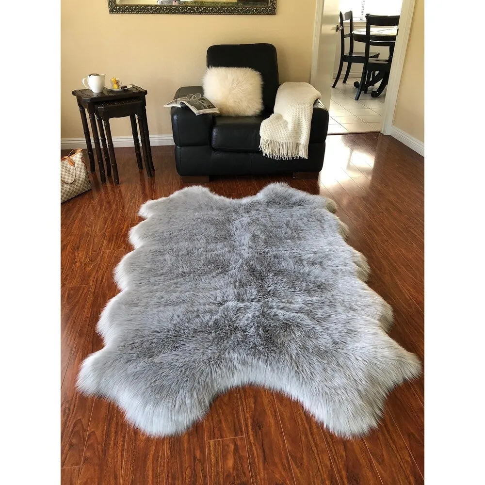Silver Orchid Nansen Luxurious Faux Sheepskin Pelt Shag Rug