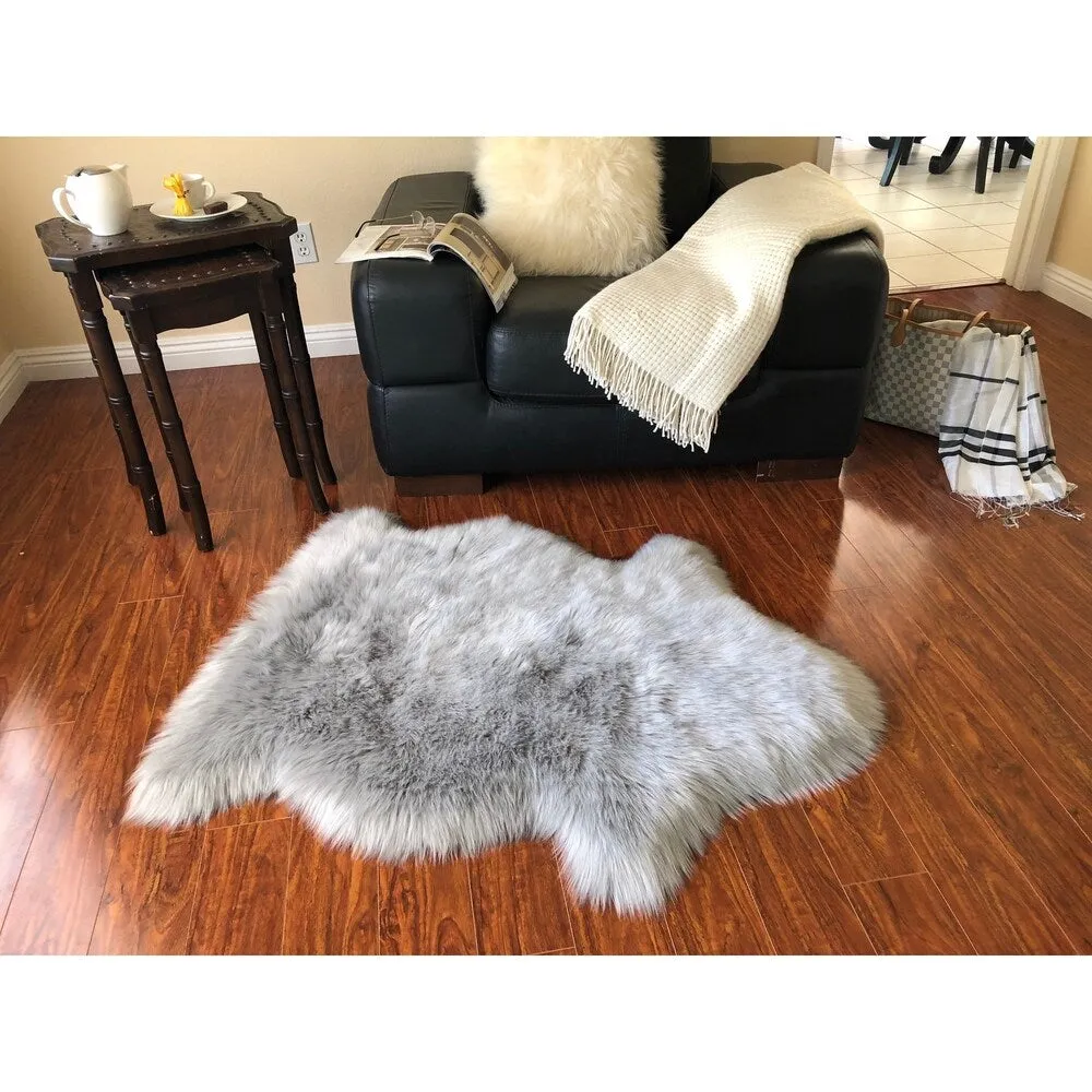 Silver Orchid Nansen Luxurious Faux Sheepskin Pelt Shag Rug