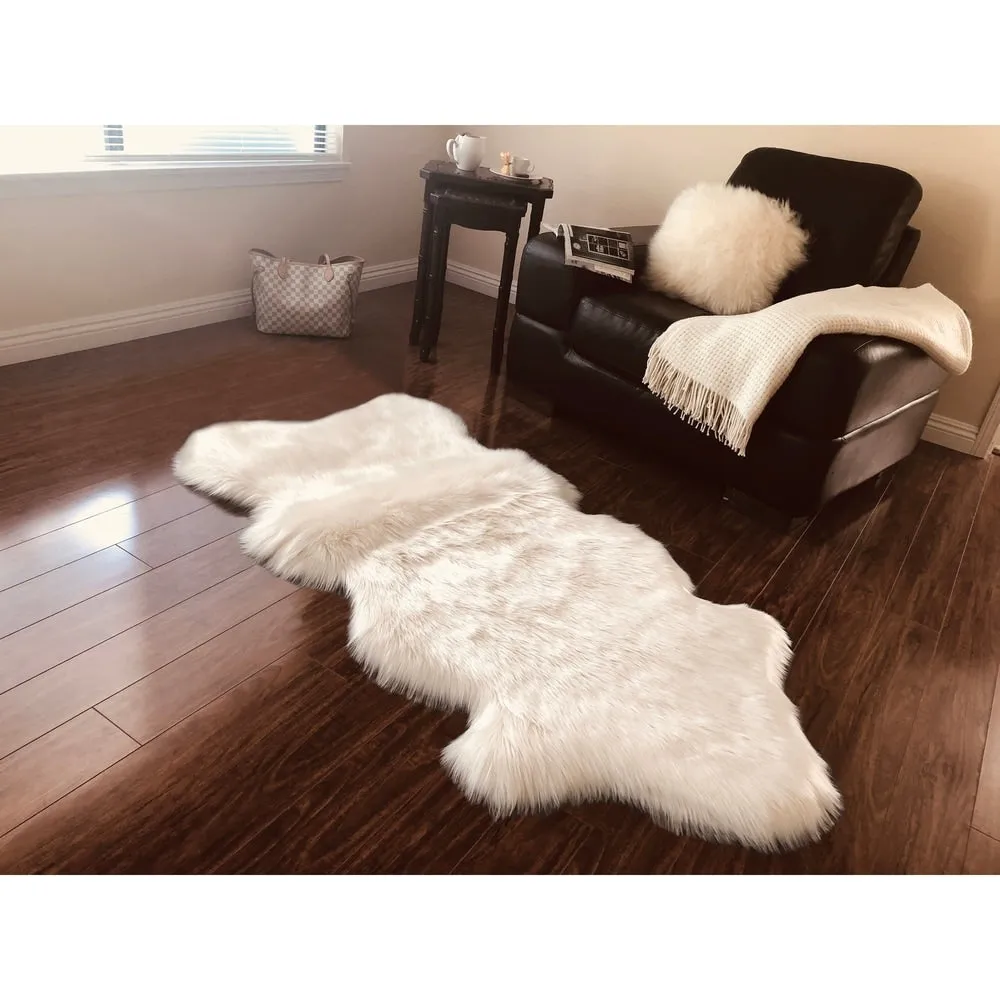 Silver Orchid Nansen Luxurious Faux Sheepskin Pelt Shag Rug