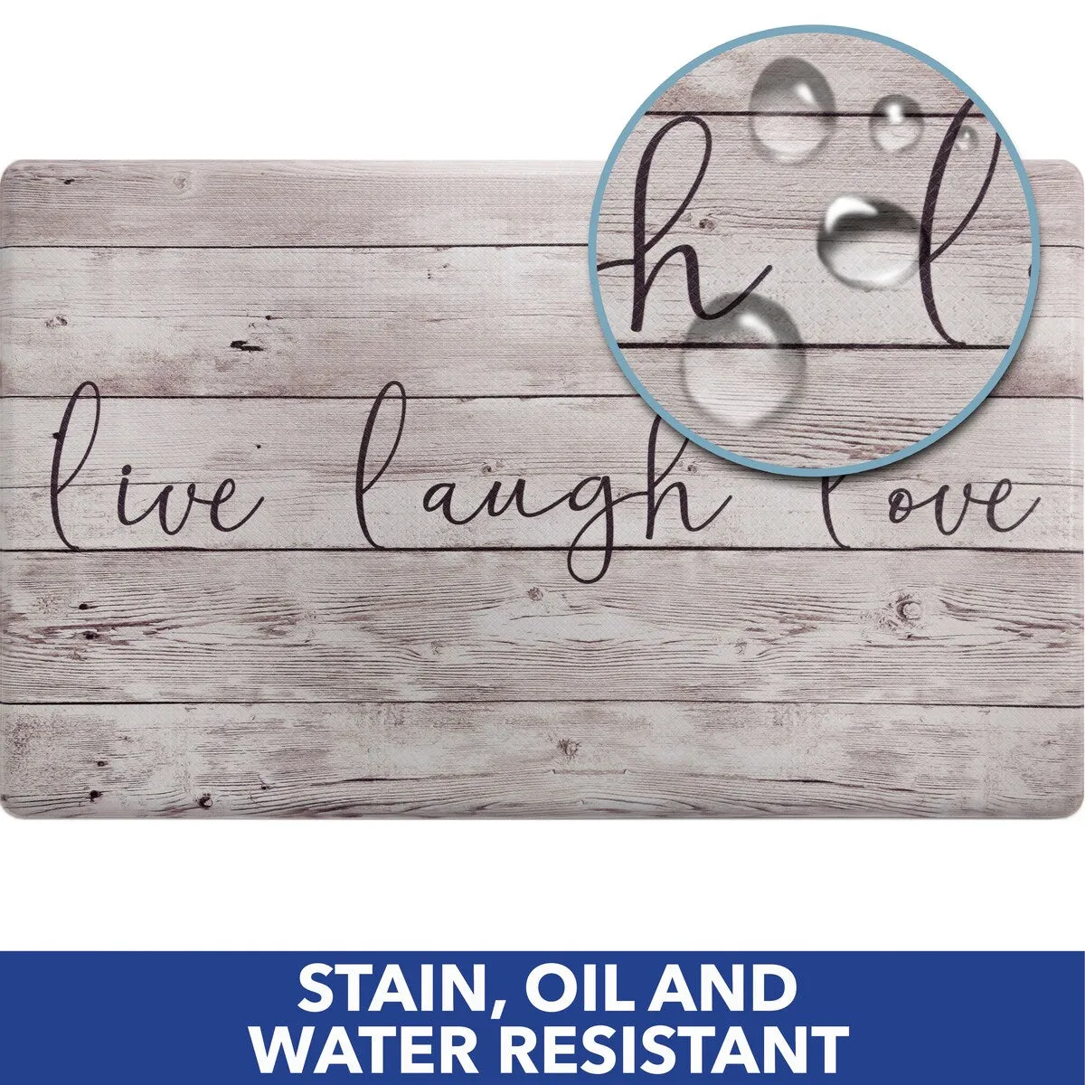 SoHome Cozy Living Live Laugh Love Anti-Fatigue Kitchen Mat. Beige/Brown