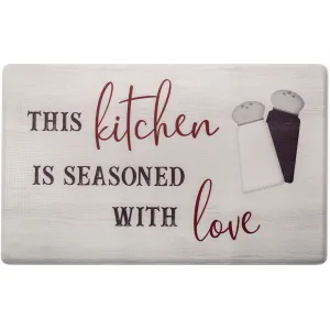 SoHome Cozy Living Seasoned with Love Anti-Fatigue Kitchen Mat. Grey/Red