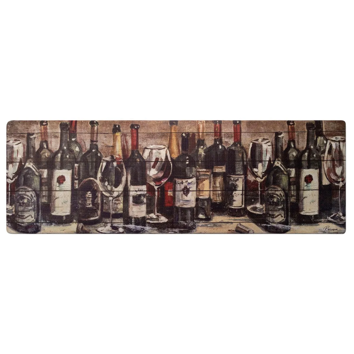 SoHome Cozy Living Wine Collection Anti-Fatigue Kitchen Mat. Brown/Red