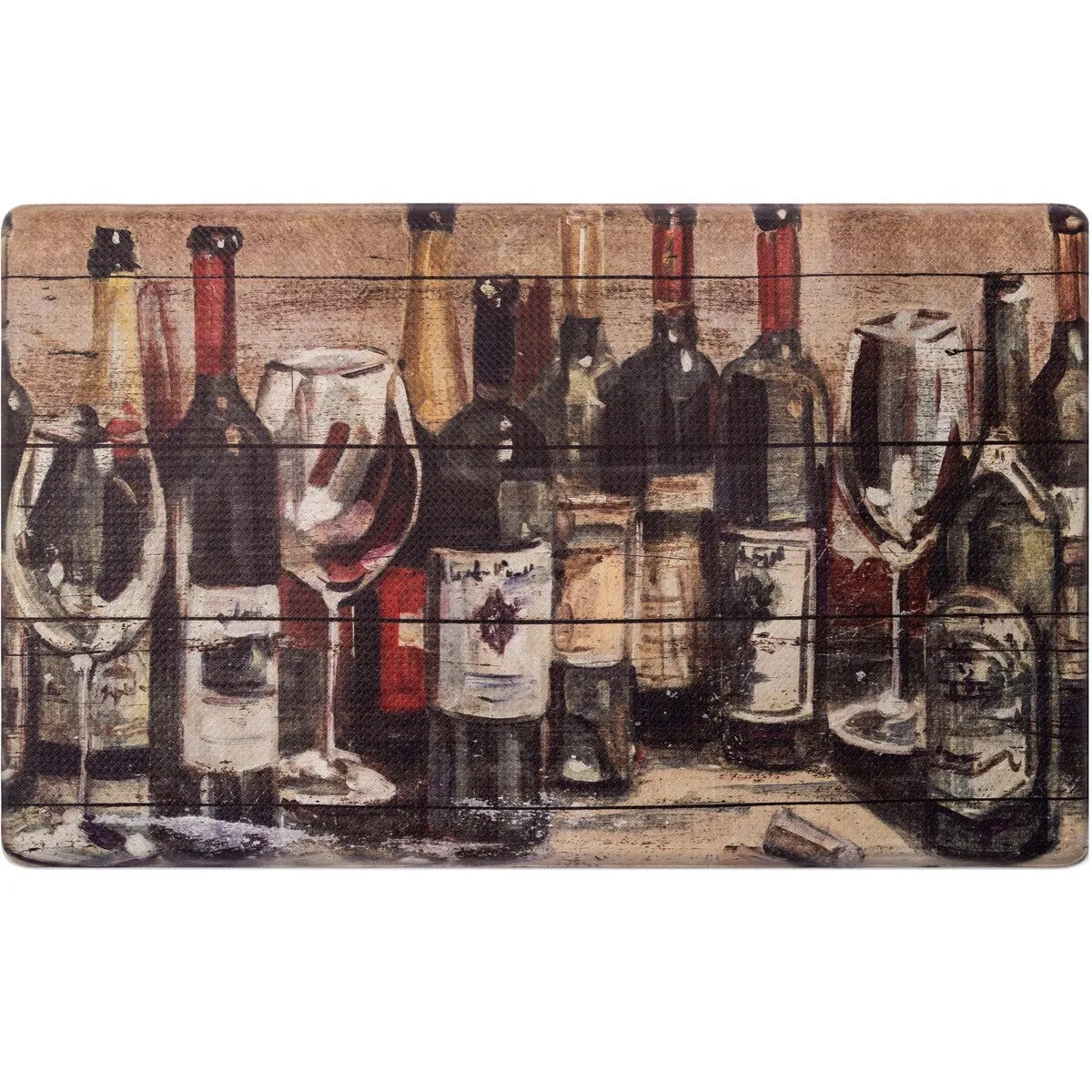 SoHome Cozy Living Wine Collection Anti-Fatigue Kitchen Mat. Brown/Red