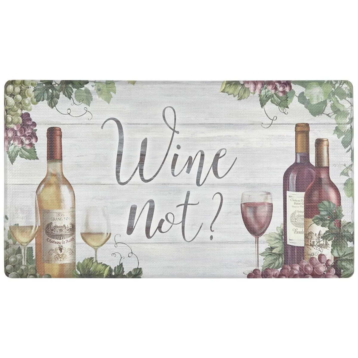 SoHome Cozy Living Wine Not Anti-Fatigue Kitchen Mat. Grey/Red
