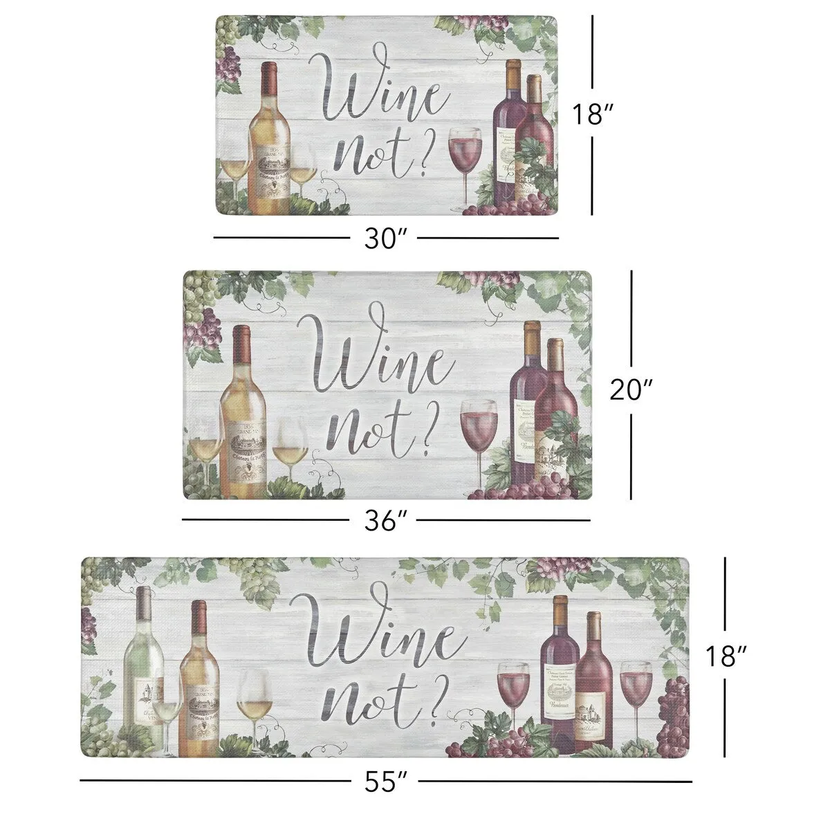 SoHome Cozy Living Wine Not Anti-Fatigue Kitchen Mat. Grey/Red