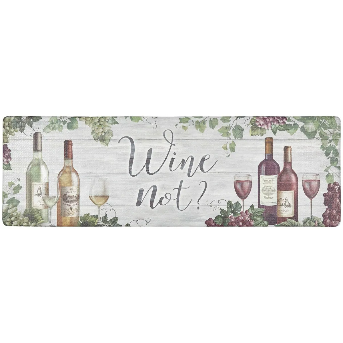 SoHome Cozy Living Wine Not Anti-Fatigue Kitchen Mat. Grey/Red