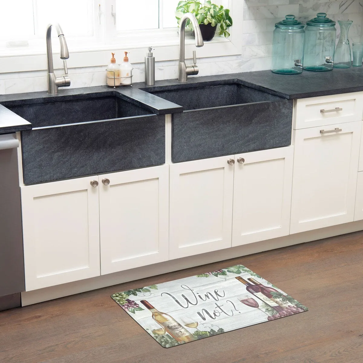 SoHome Cozy Living Wine Not Anti-Fatigue Kitchen Mat. Grey/Red