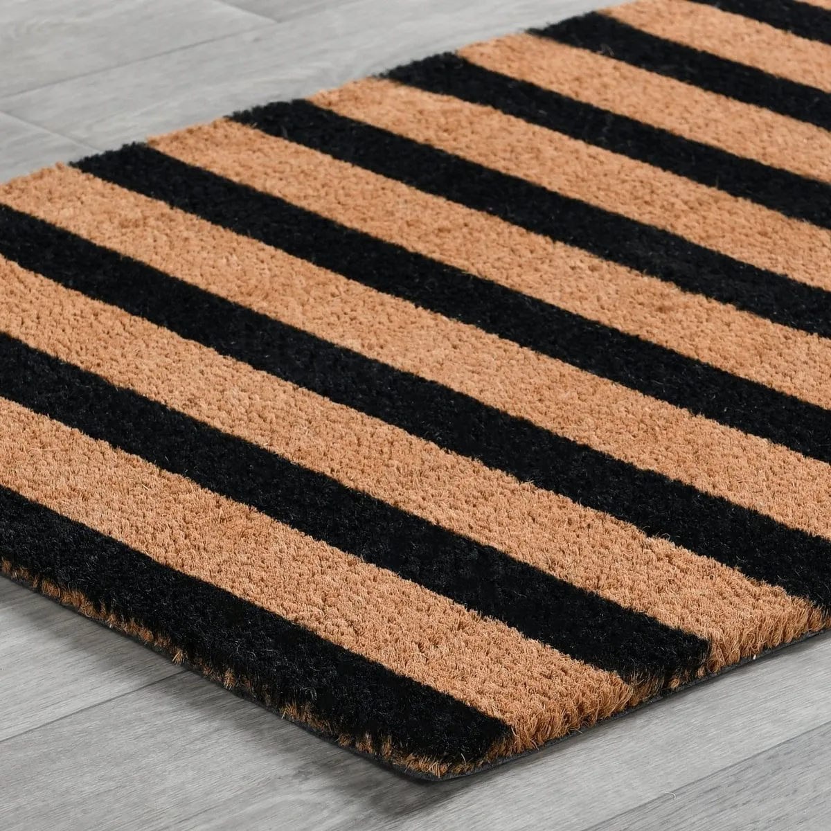 Striped Black and Natural 24x57 Doormat by Kosas Home - 57x24