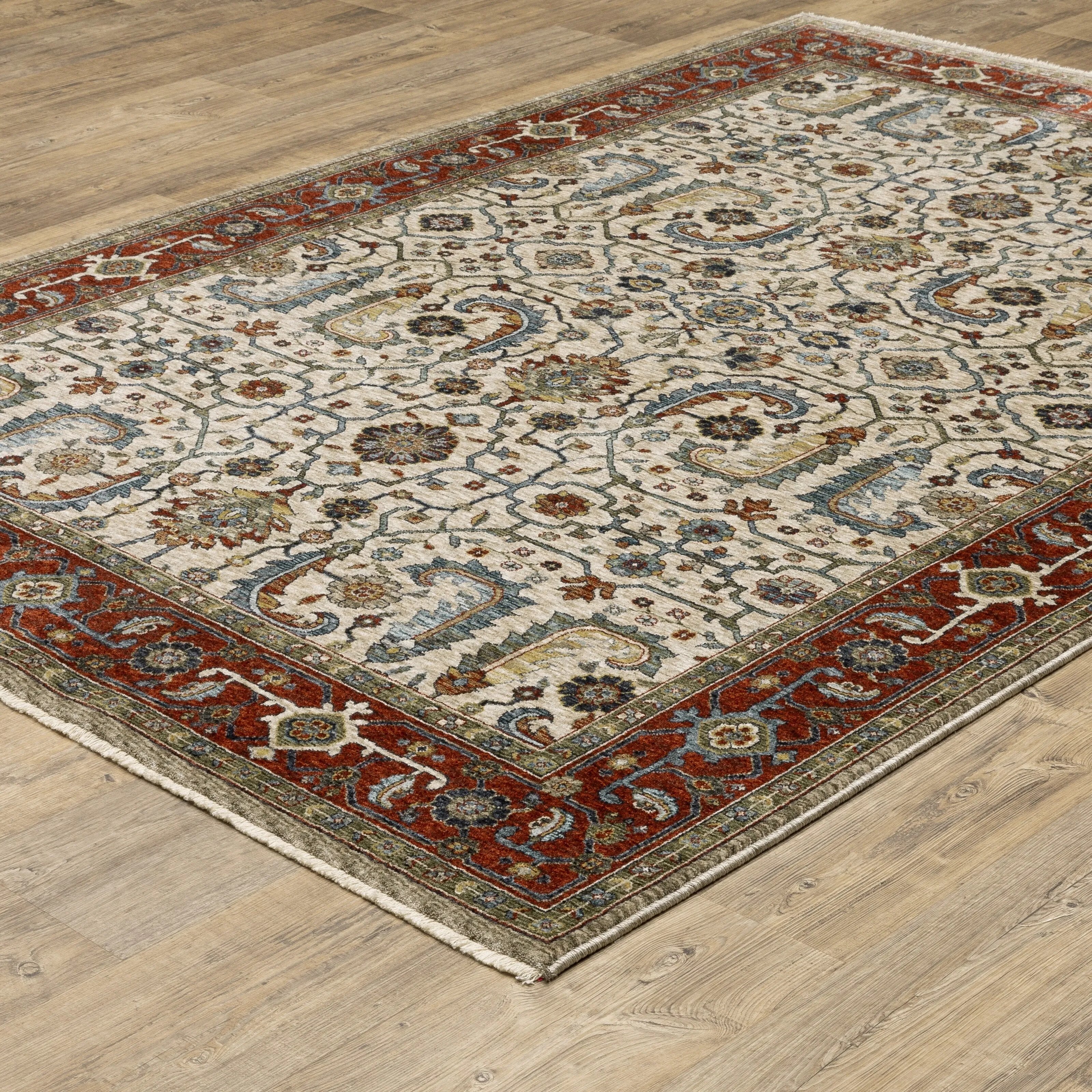 Style Haven Amelie Bordered Persian Ivory/ Red Indoor Area Rug
