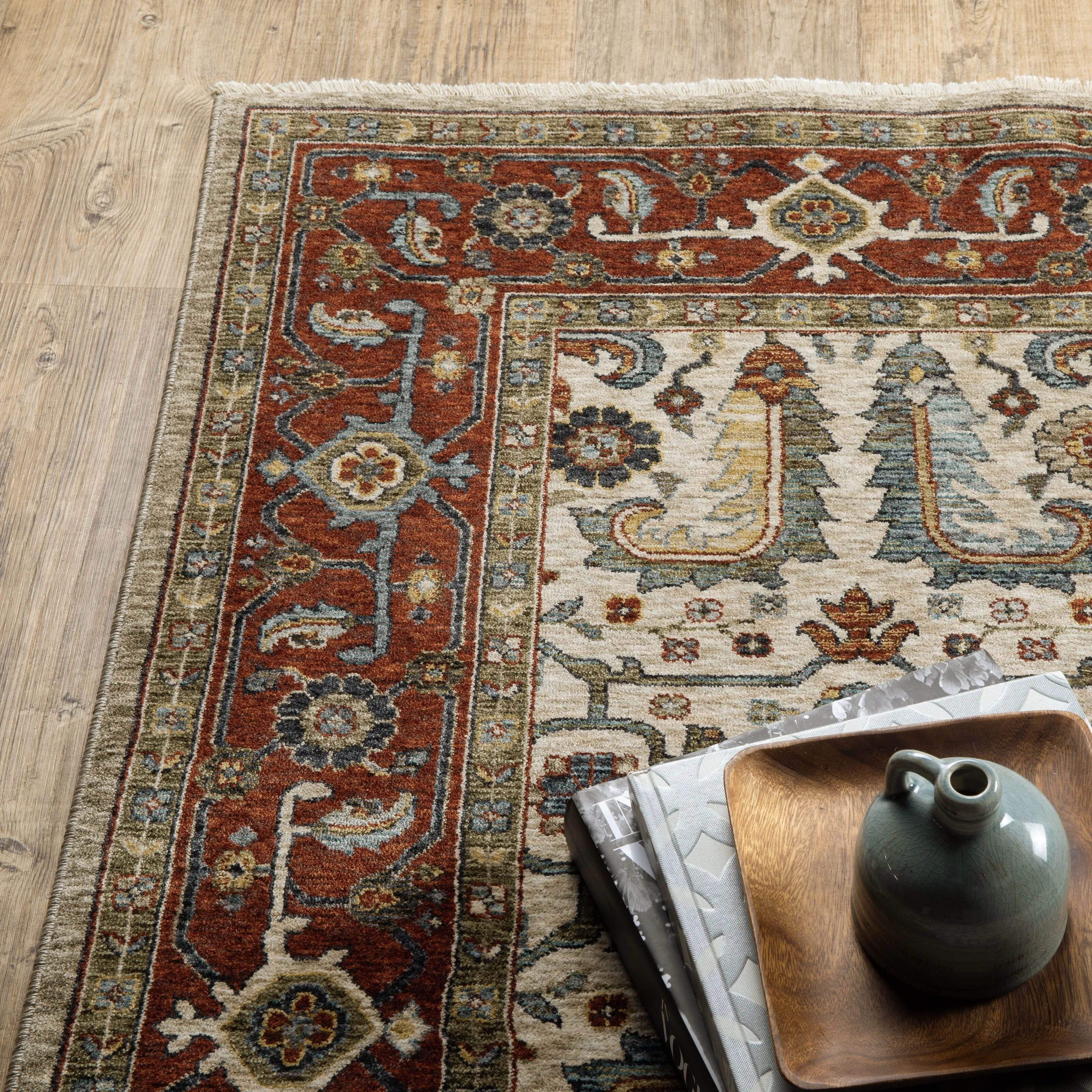 Style Haven Amelie Bordered Persian Ivory/ Red Indoor Area Rug