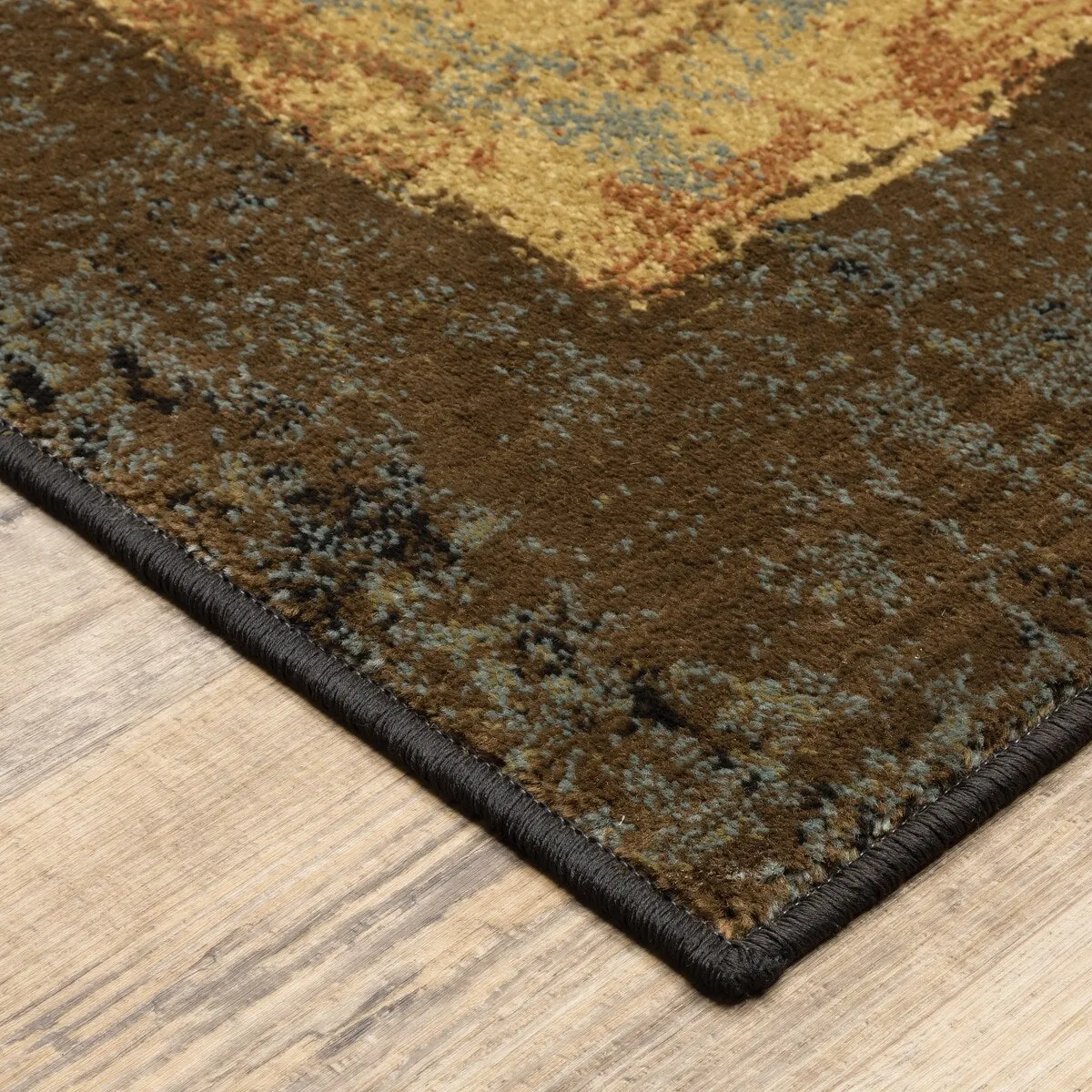 Style Haven Blocks and Rings Brown/ Black Area Rug