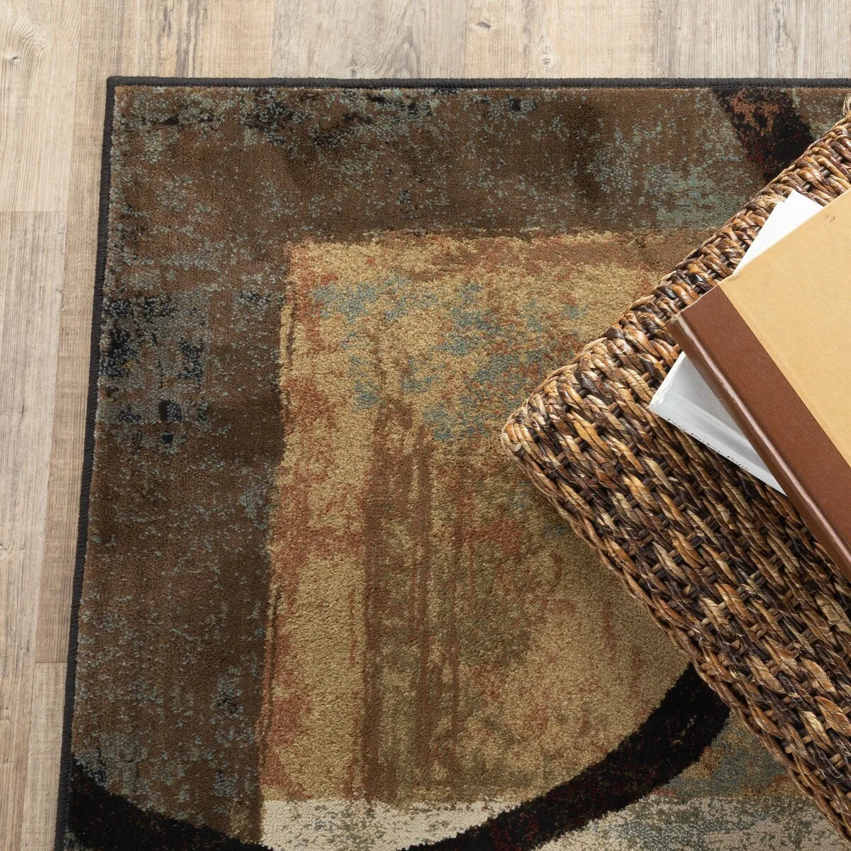 Style Haven Blocks and Rings Brown/ Black Area Rug