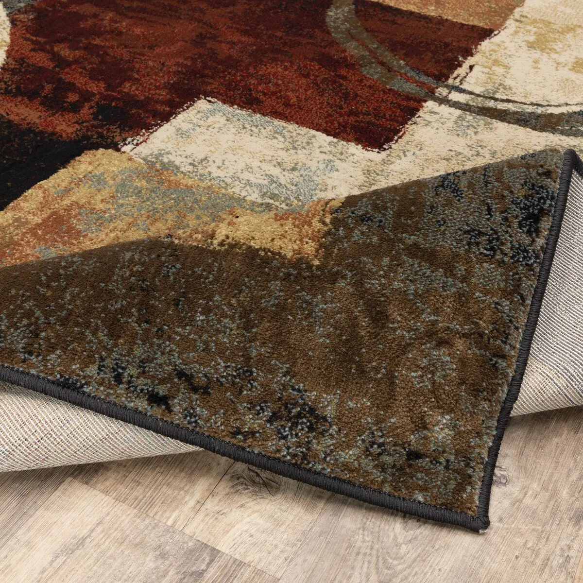 Style Haven Blocks and Rings Brown/ Black Area Rug