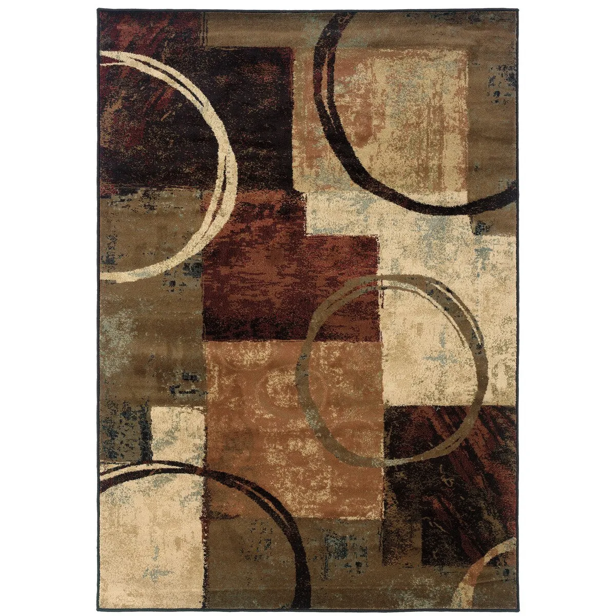 Style Haven Blocks and Rings Brown/ Black Area Rug