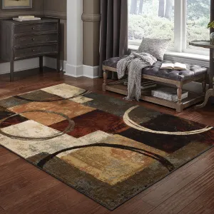 Style Haven Blocks and Rings Brown/ Black Area Rug