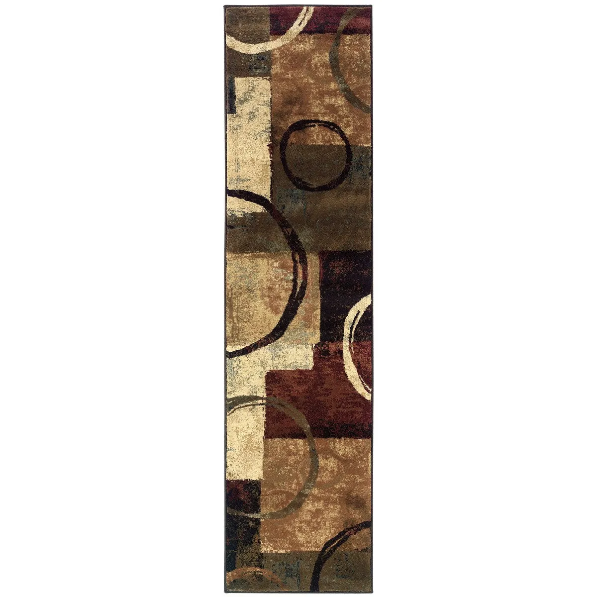 Style Haven Blocks and Rings Brown/ Black Area Rug