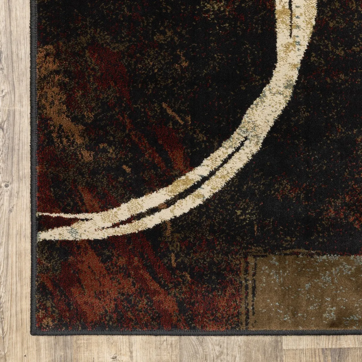Style Haven Blocks and Rings Brown/ Black Area Rug