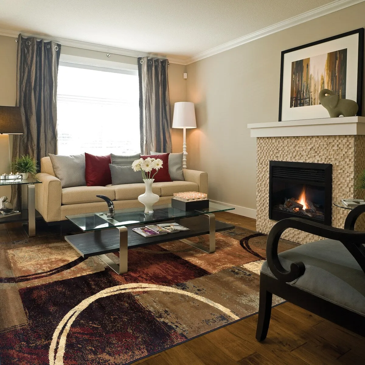 Style Haven Blocks and Rings Brown/ Black Area Rug
