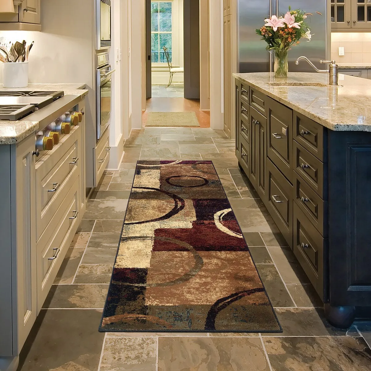 Style Haven Blocks and Rings Brown/ Black Area Rug