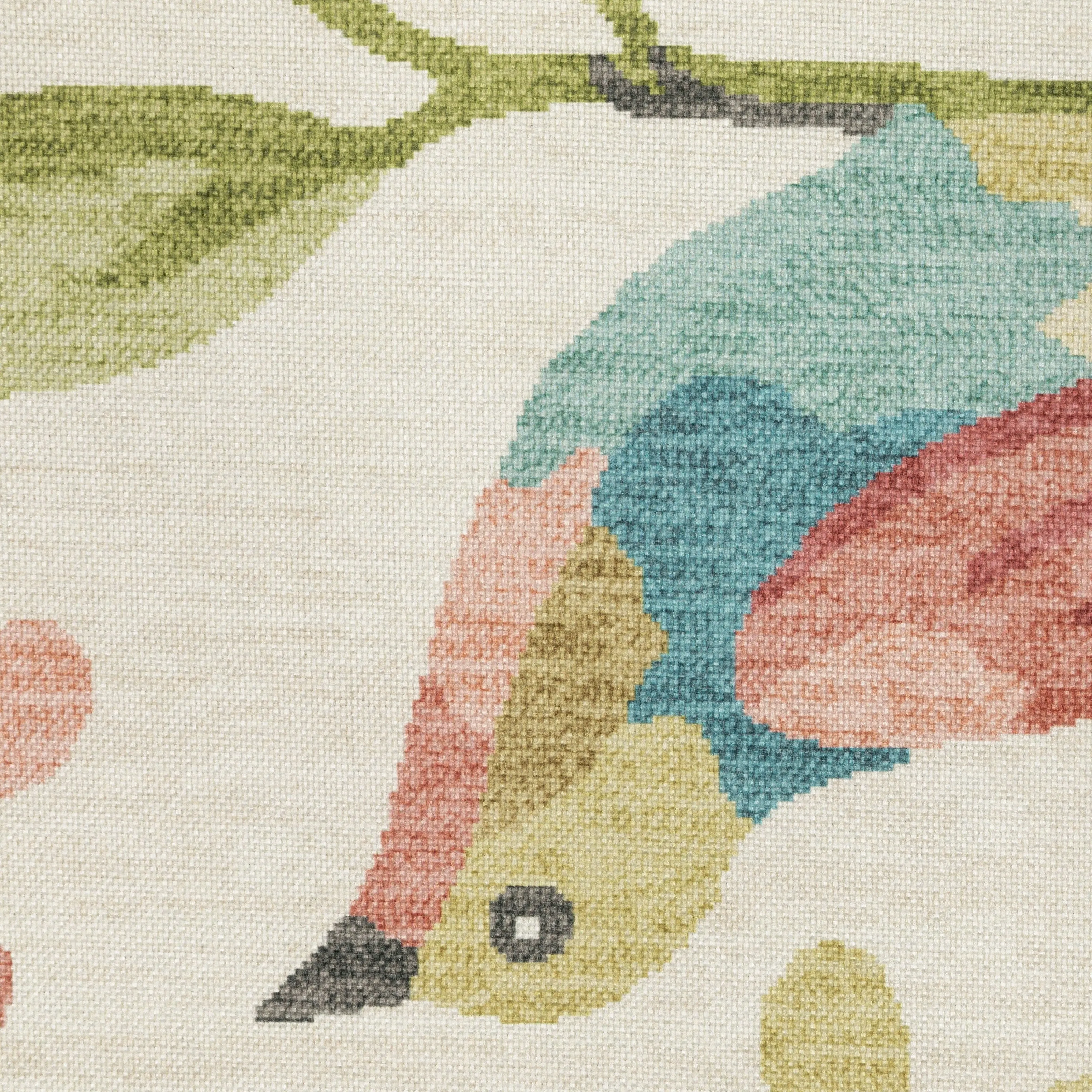 Style Haven Flores Bird Cages Beige/Multi Indoor-Outdoor Washable Rug