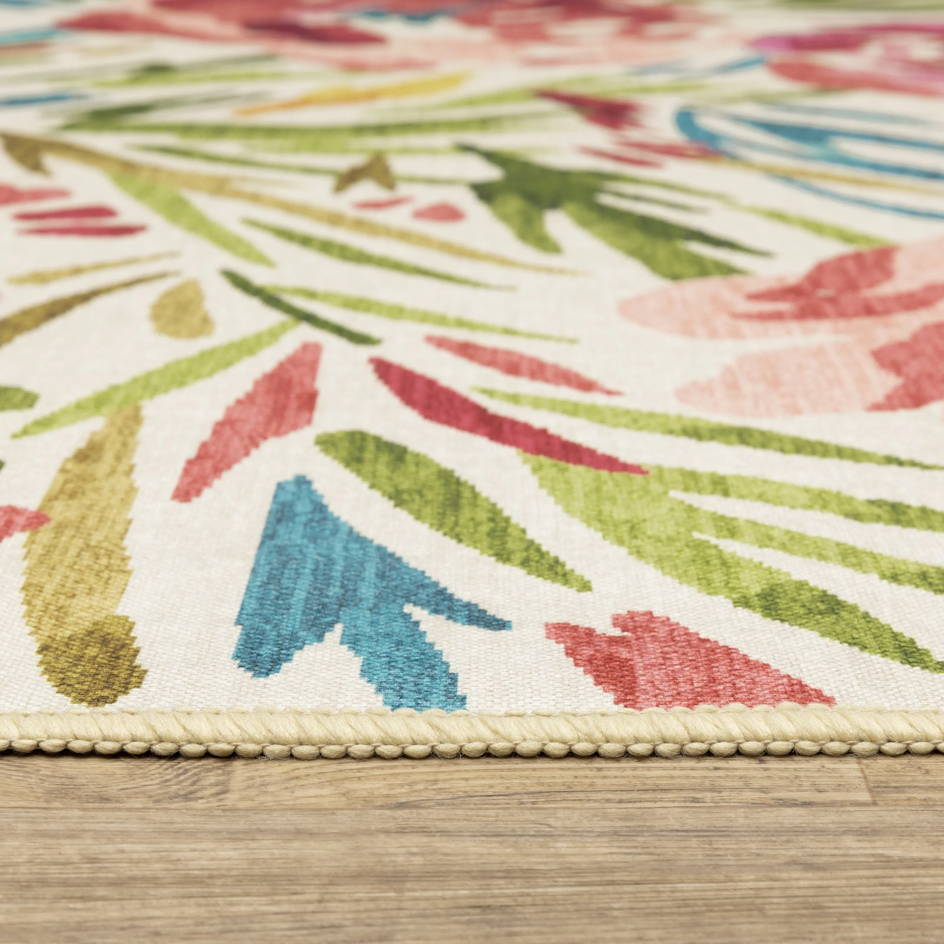 Style Haven Flores Bouquet Beige/Pink Indoor-Outdoor Washable Rug