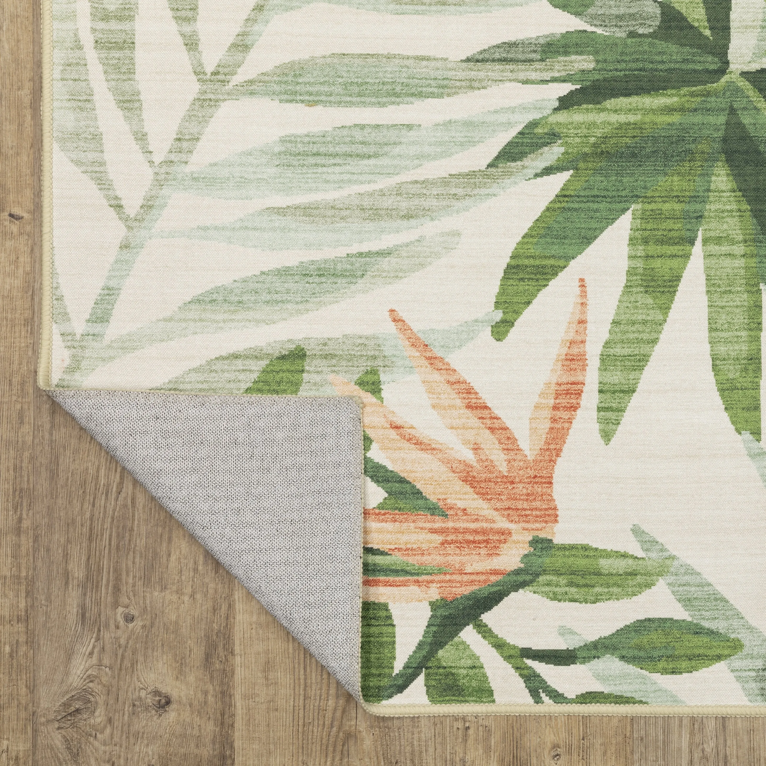 Style Haven Flores Tropical Palms Beige/Green Indoor-Outdoor Washable Rug