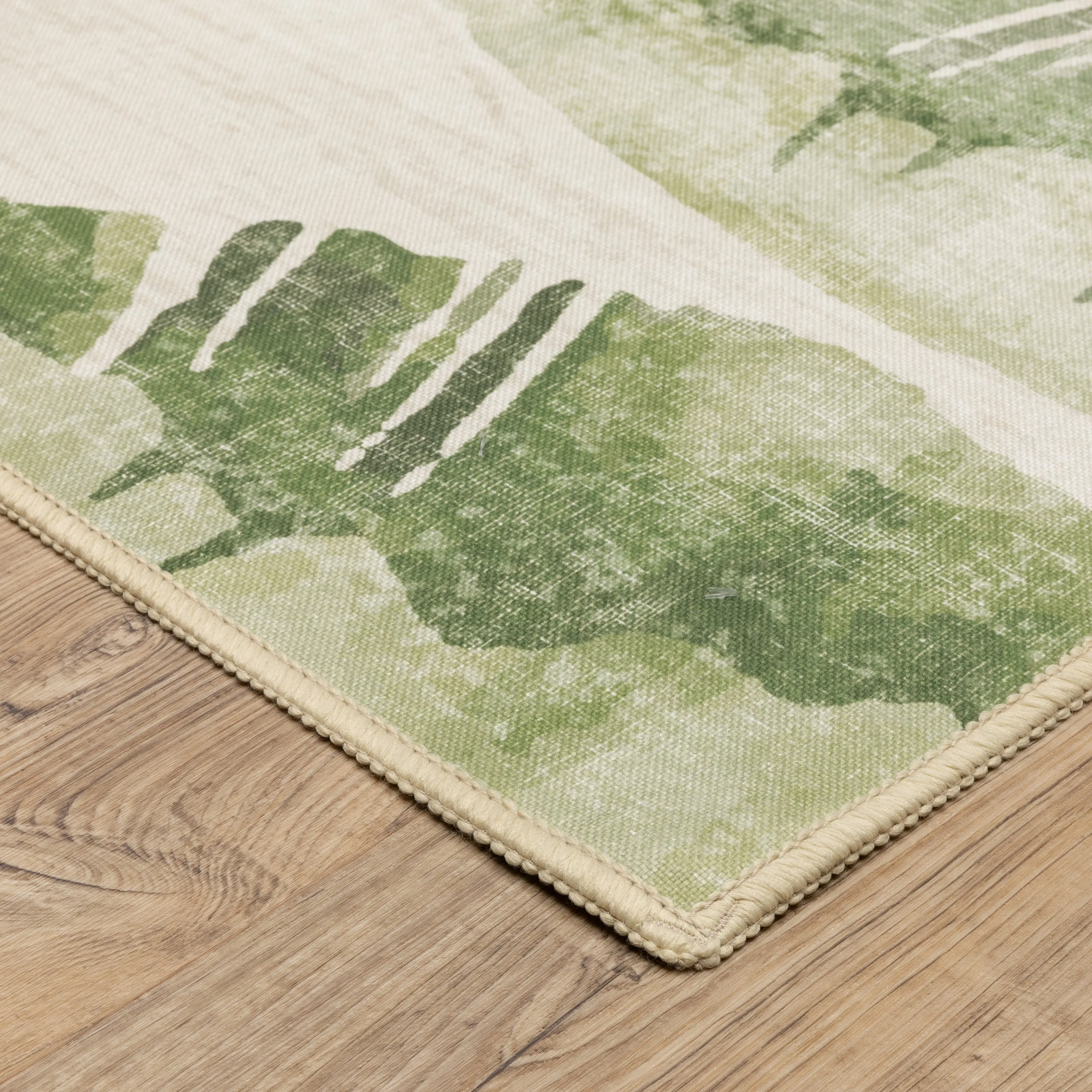 Style Haven Flores Tropical Palms Beige/Green Indoor-Outdoor Washable Rug