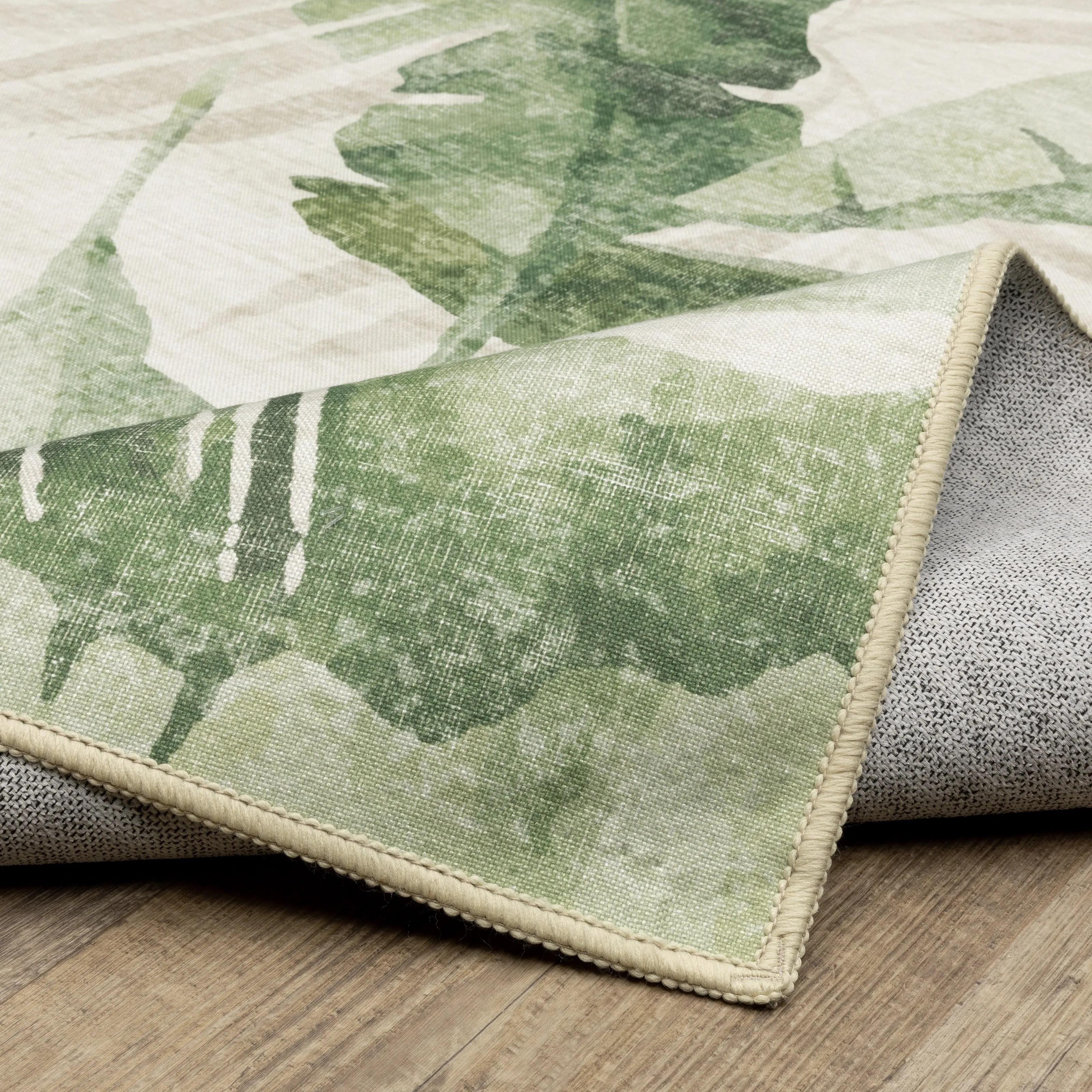 Style Haven Flores Tropical Palms Beige/Green Indoor-Outdoor Washable Rug