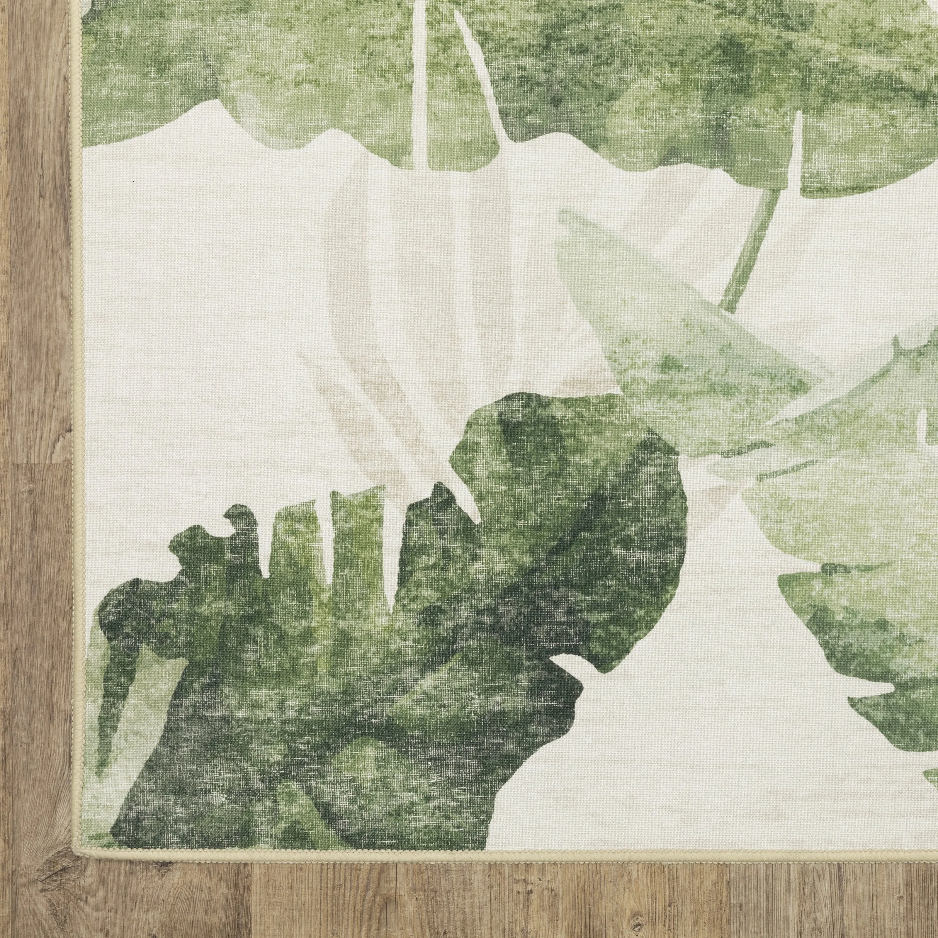 Style Haven Flores Tropical Palms Beige/Green Indoor-Outdoor Washable Rug