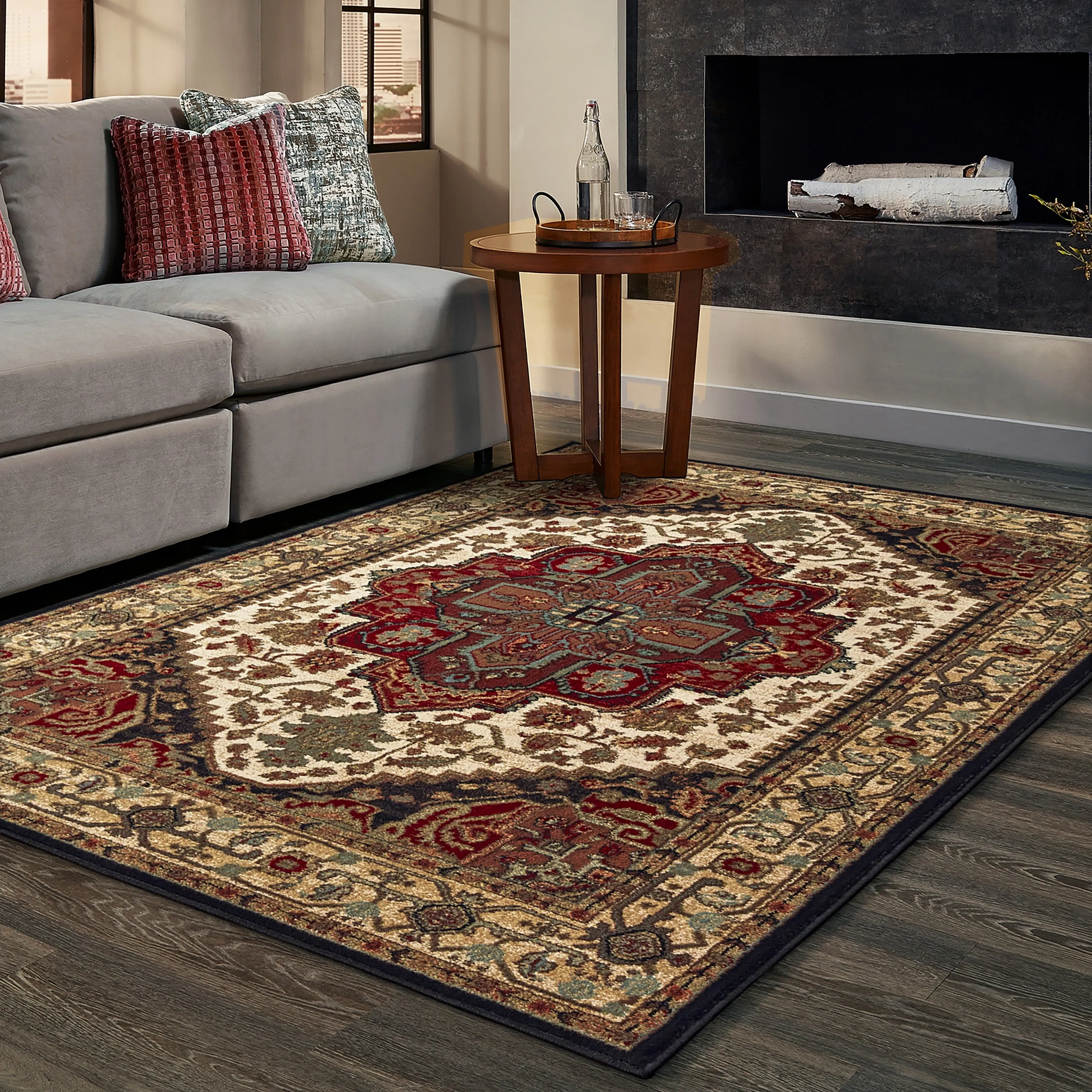 Style Haven Gradiska Medallion Crimson and Beige Area Rug