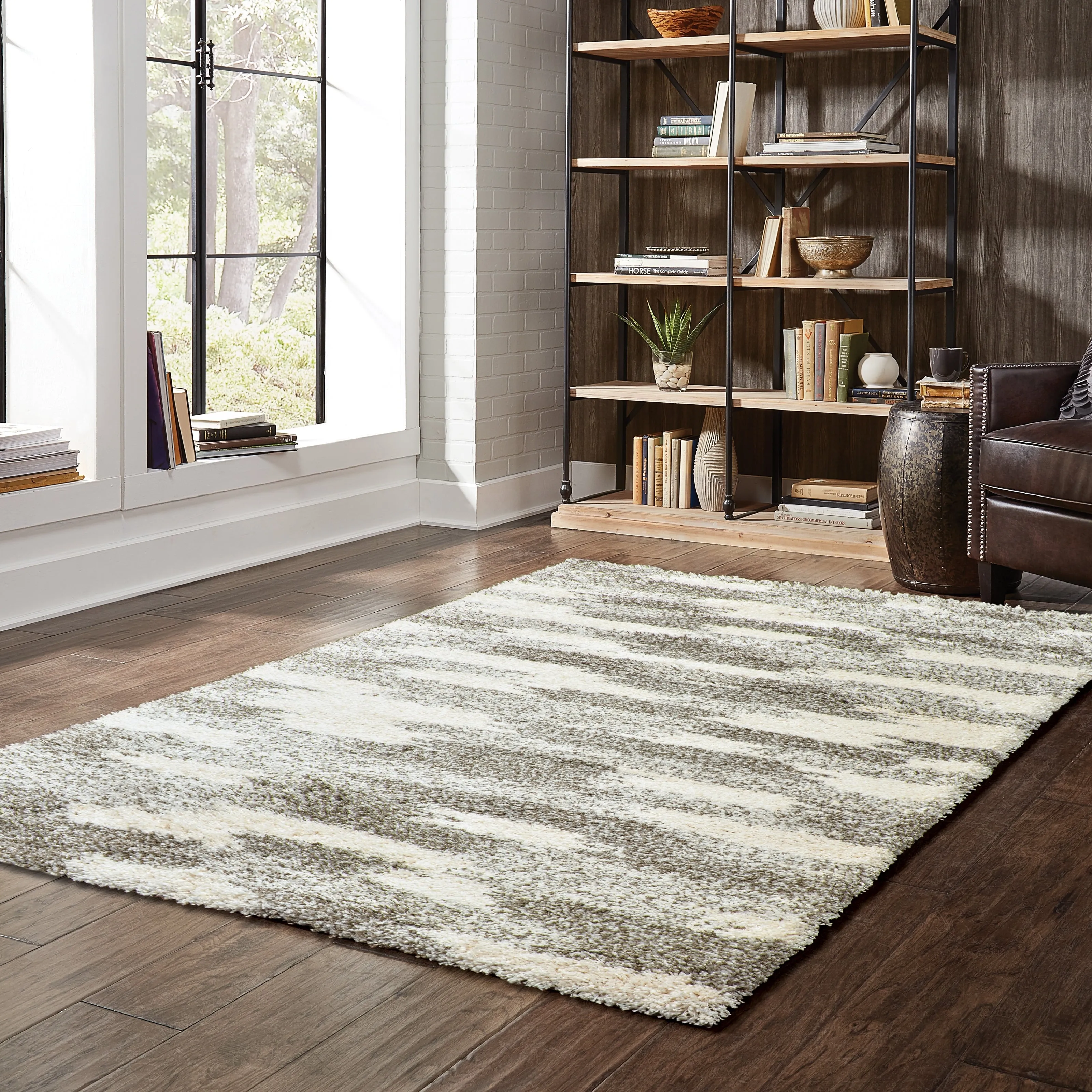 Style Haven Harrison Grey and Ivory Dappled Shag Rug