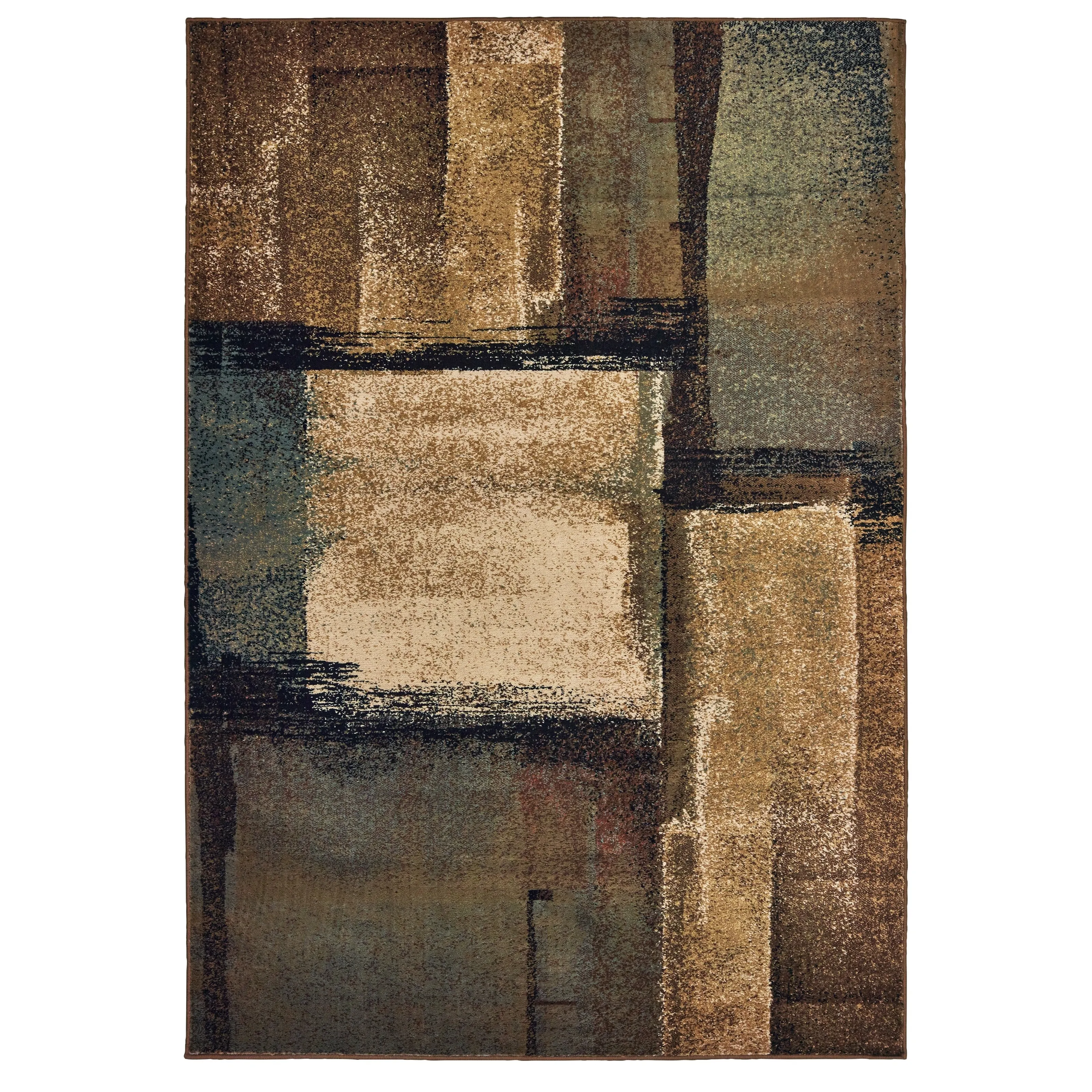 Style Haven Ivanic Distressed Abstract Geometric Brown/ Blue Area Rug