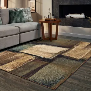 Style Haven Ivanic Distressed Abstract Geometric Brown/ Blue Area Rug