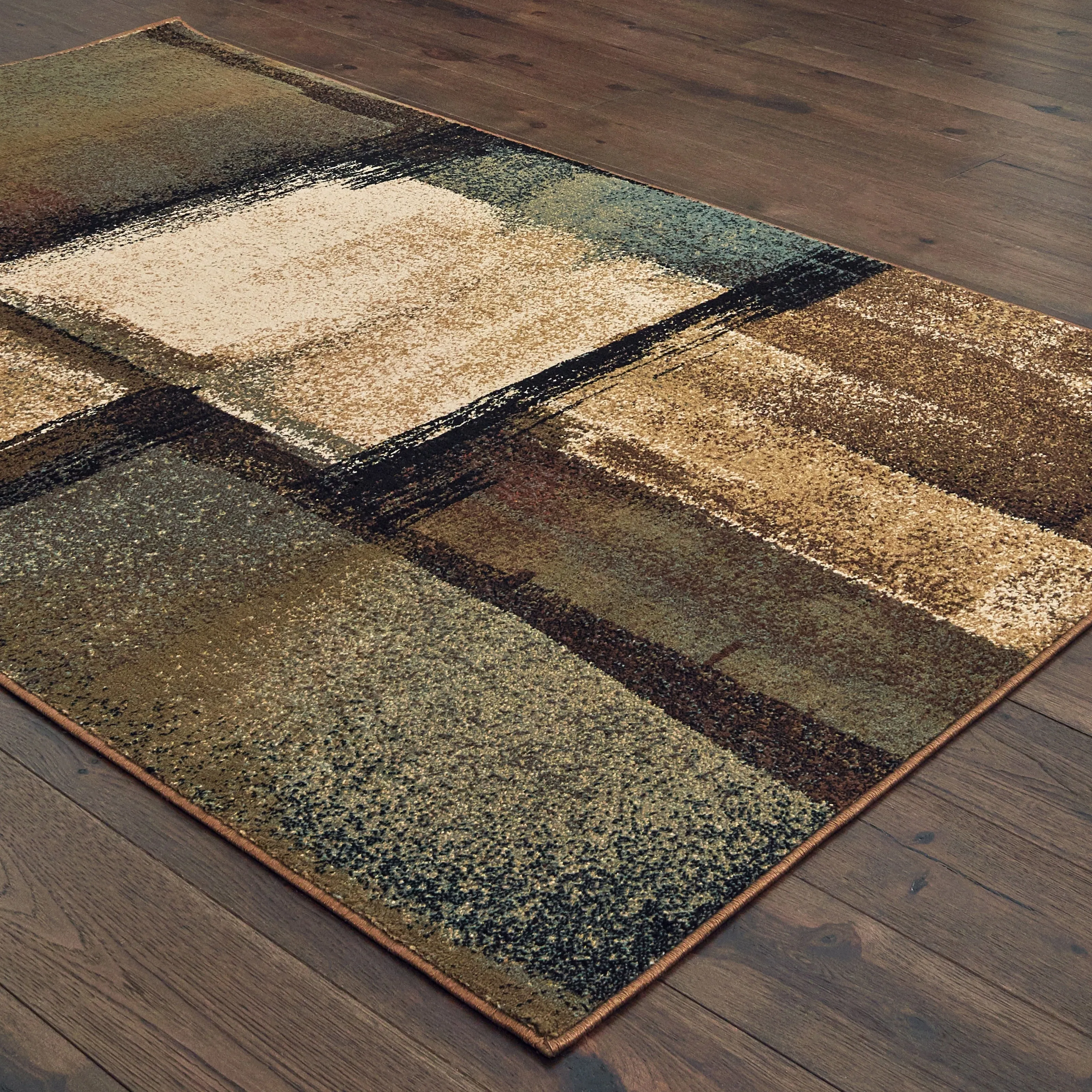Style Haven Ivanic Distressed Abstract Geometric Brown/ Blue Area Rug