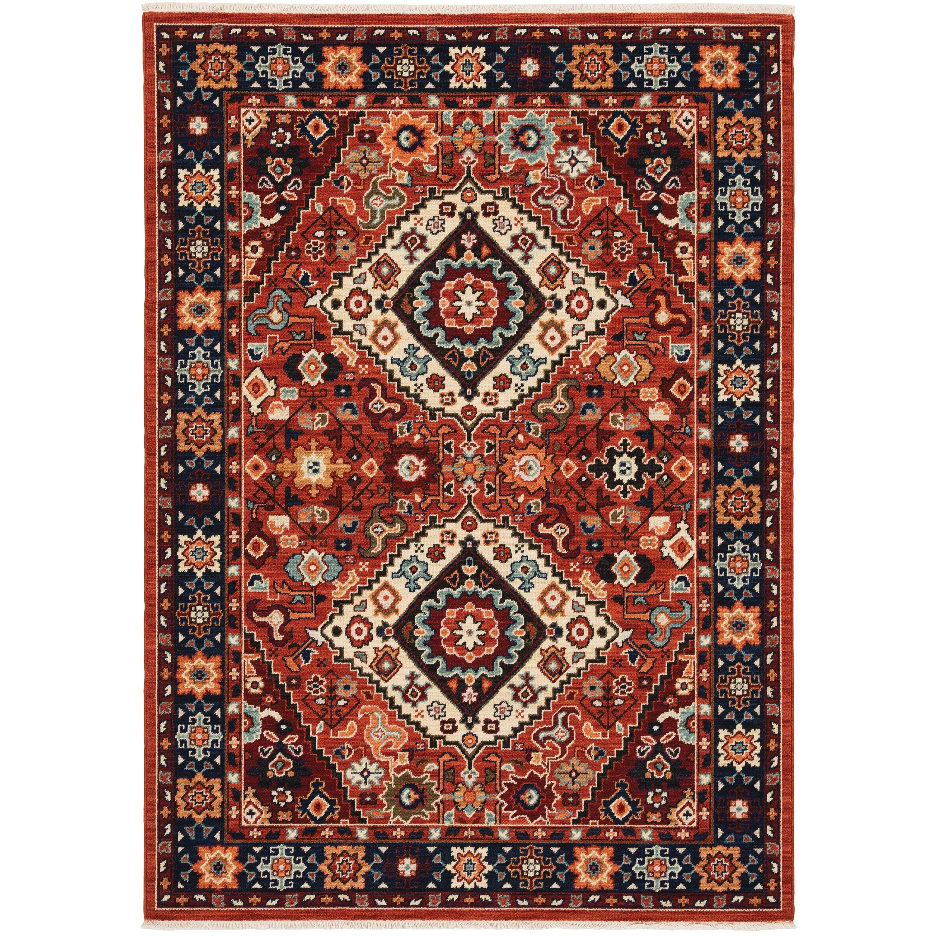 Style Haven Leander Double Medallion Fringed Wool Blend Area Rug
