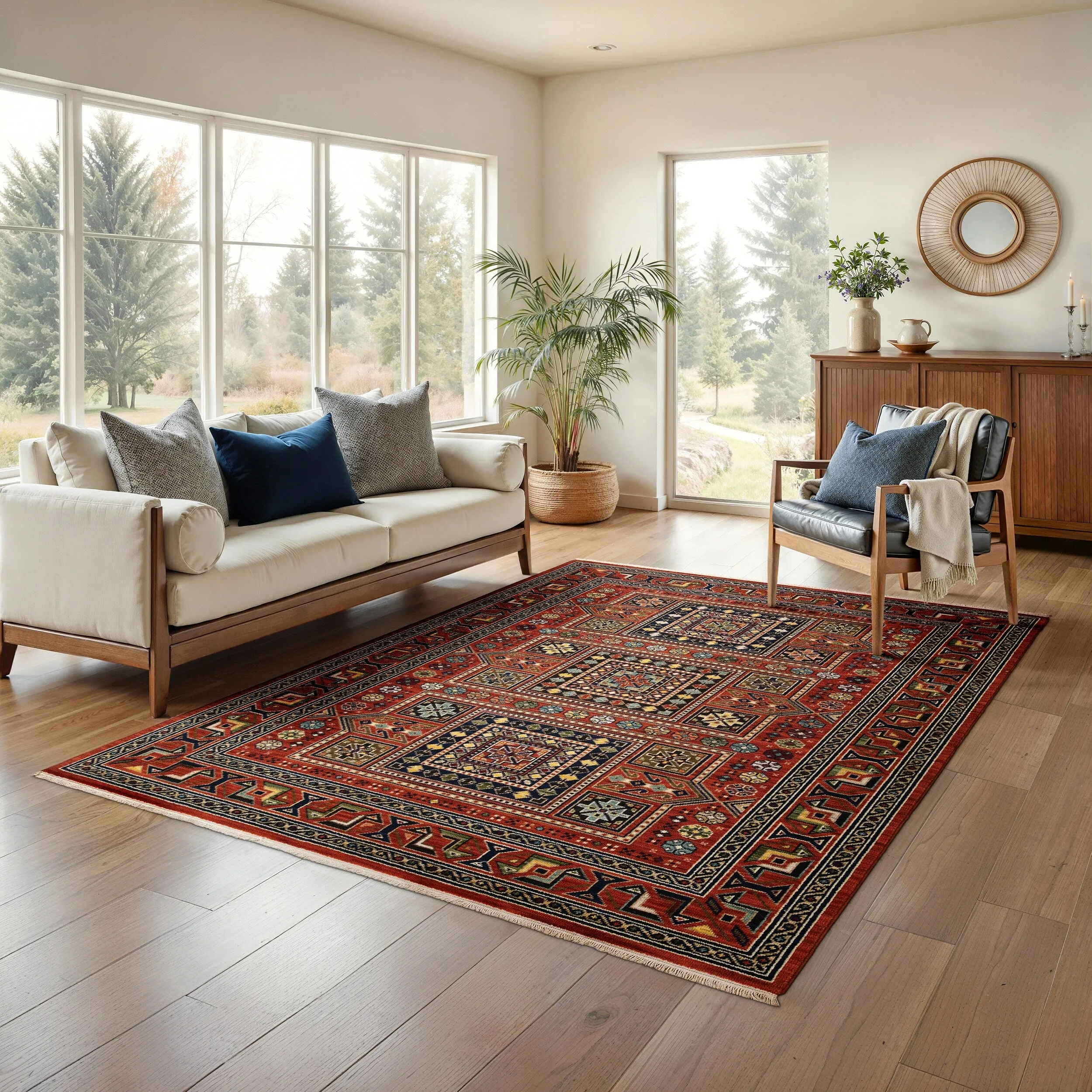 Style Haven Leander Nomadic Medallion Fringed Wool Blend Area Rug