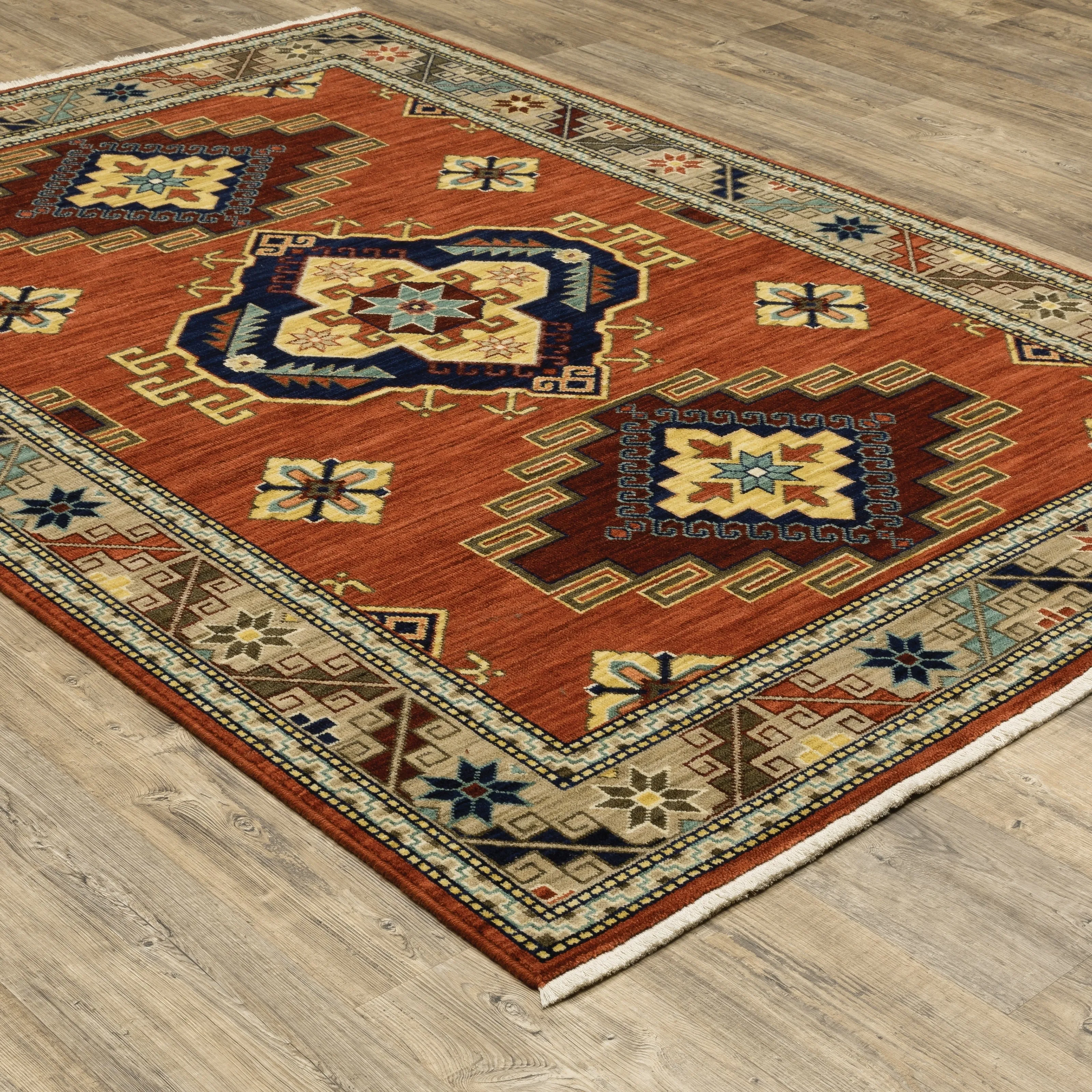 Style Haven Leander Tribal Medallion Fringed Wool Blend Area Rug