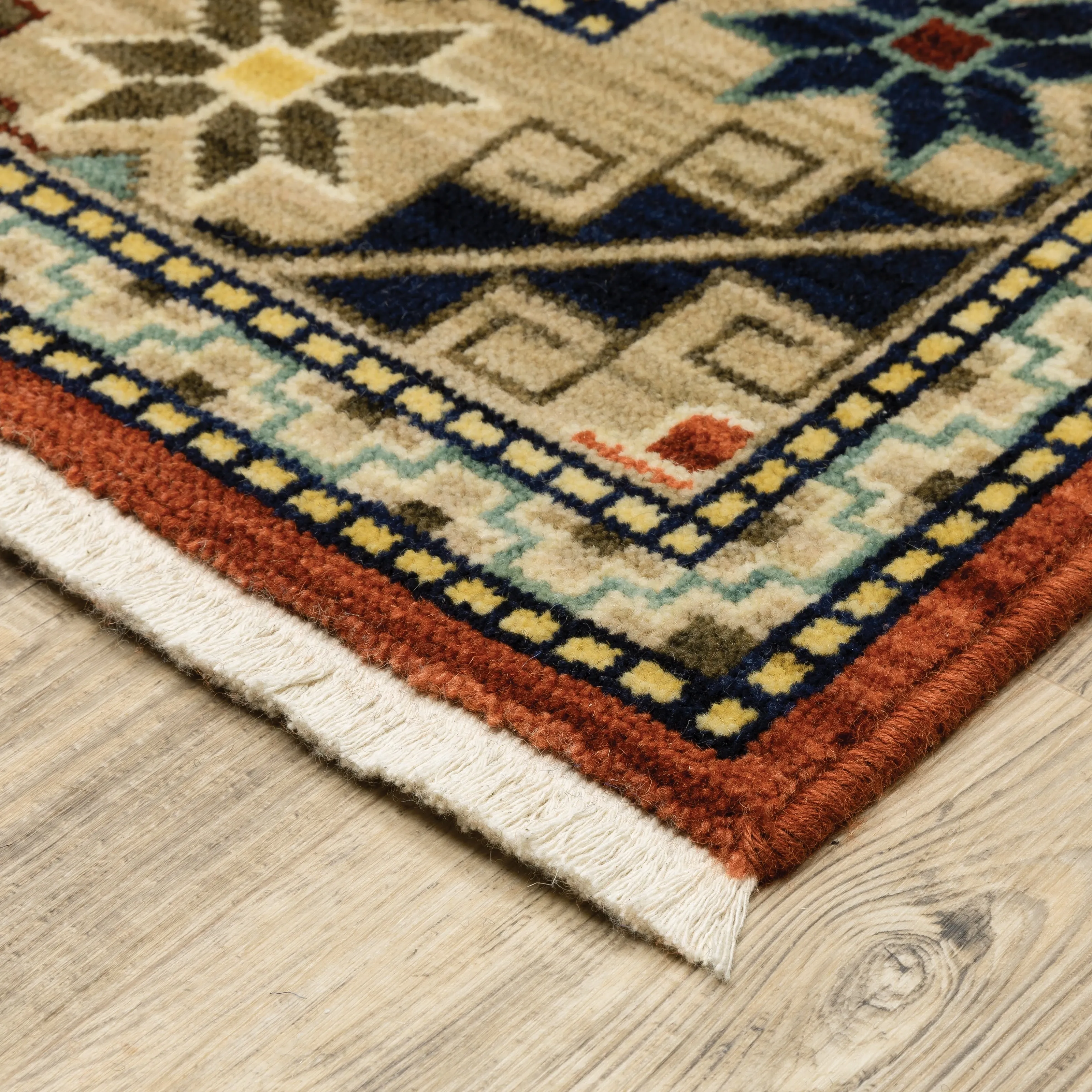 Style Haven Leander Tribal Medallion Fringed Wool Blend Area Rug
