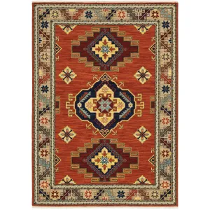 Style Haven Leander Tribal Medallion Fringed Wool Blend Area Rug