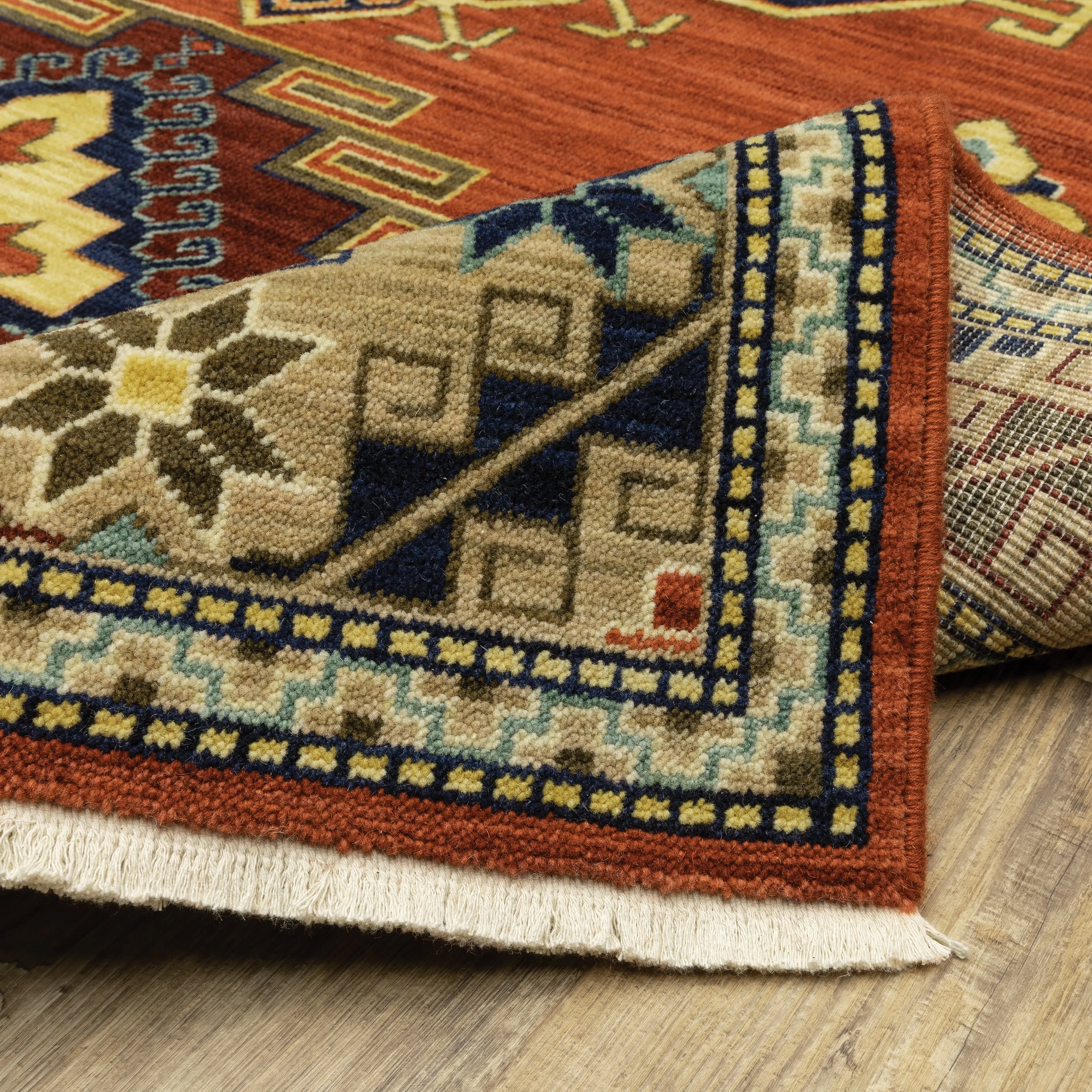 Style Haven Leander Tribal Medallion Fringed Wool Blend Area Rug