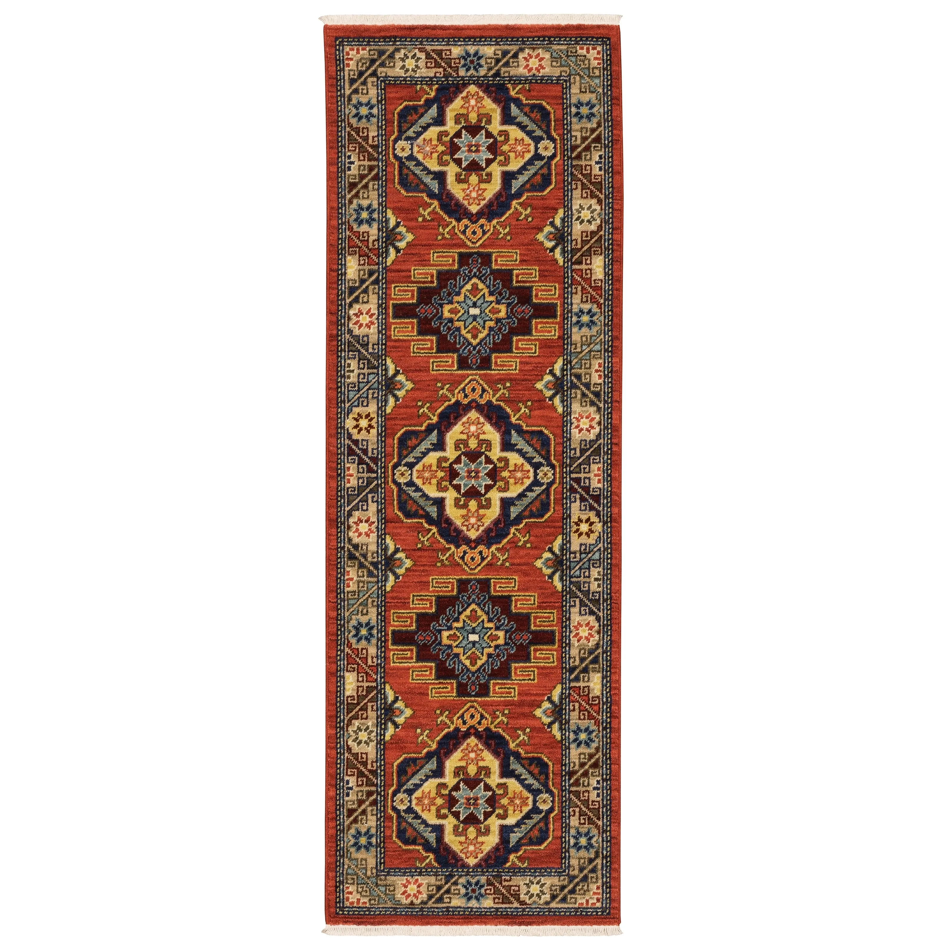 Style Haven Leander Tribal Medallion Fringed Wool Blend Area Rug
