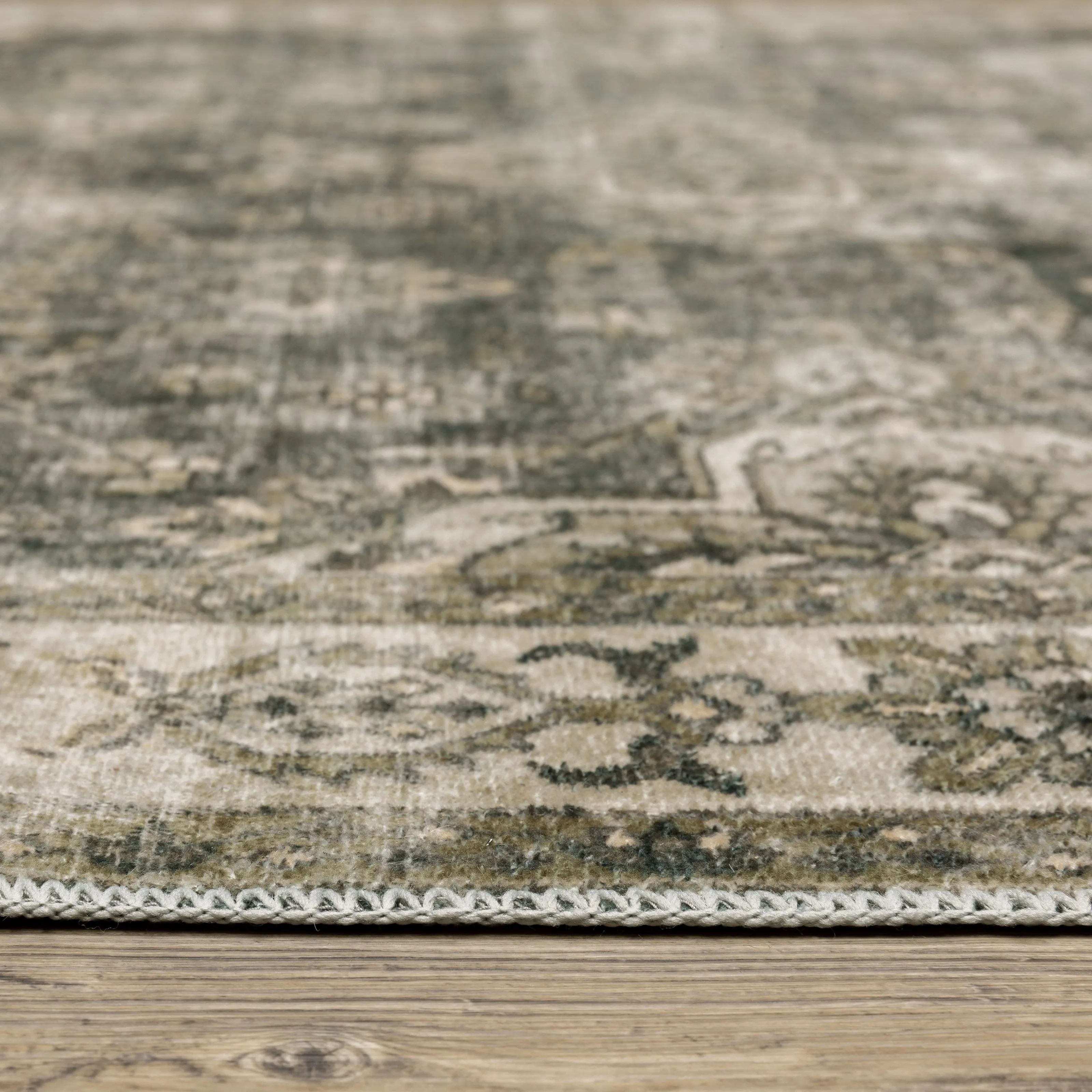 Style Haven Marissa Washable Vintage Oriental Olive/ Beige Area Rug Mat