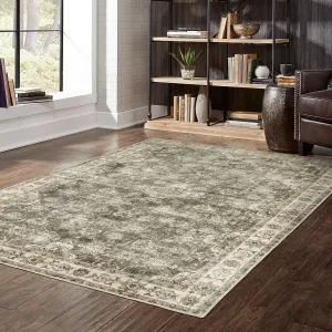 Style Haven Marissa Washable Vintage Oriental Olive/ Beige Area Rug Mat