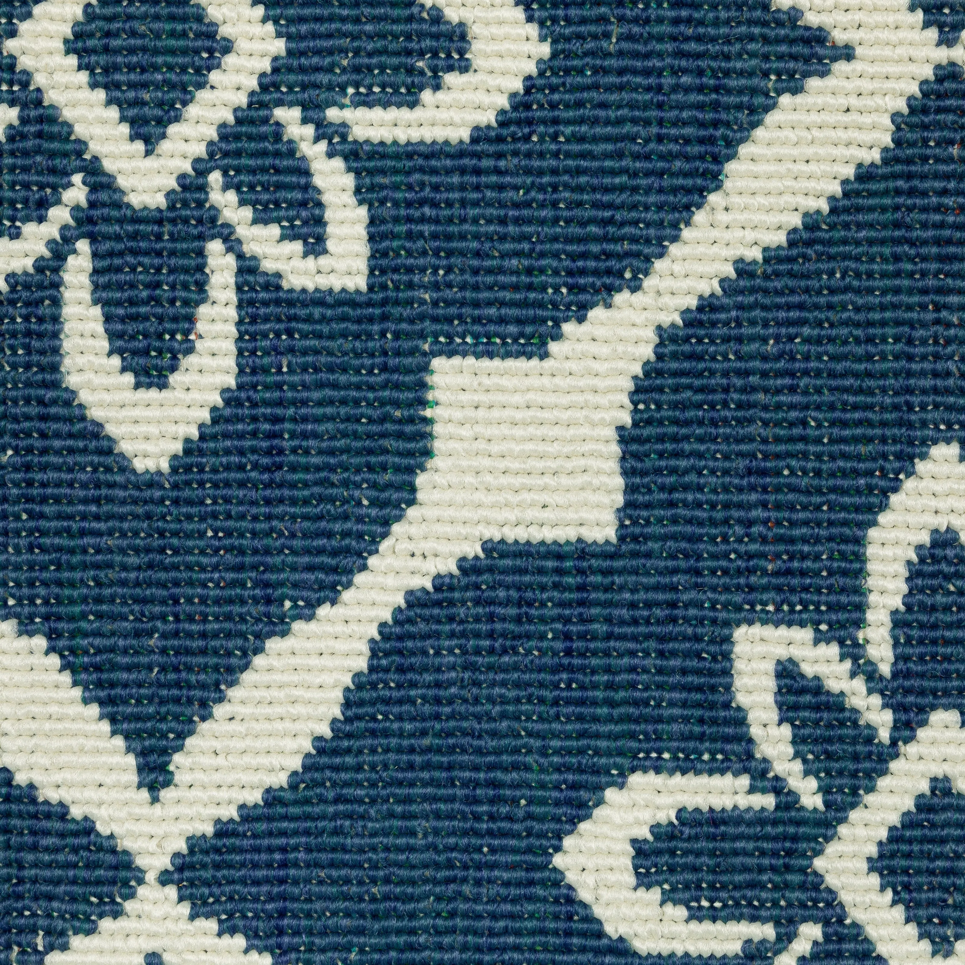 Style Haven Martinique Floral Lattice Indoor Outdoor Navy/Off-White Area Rug