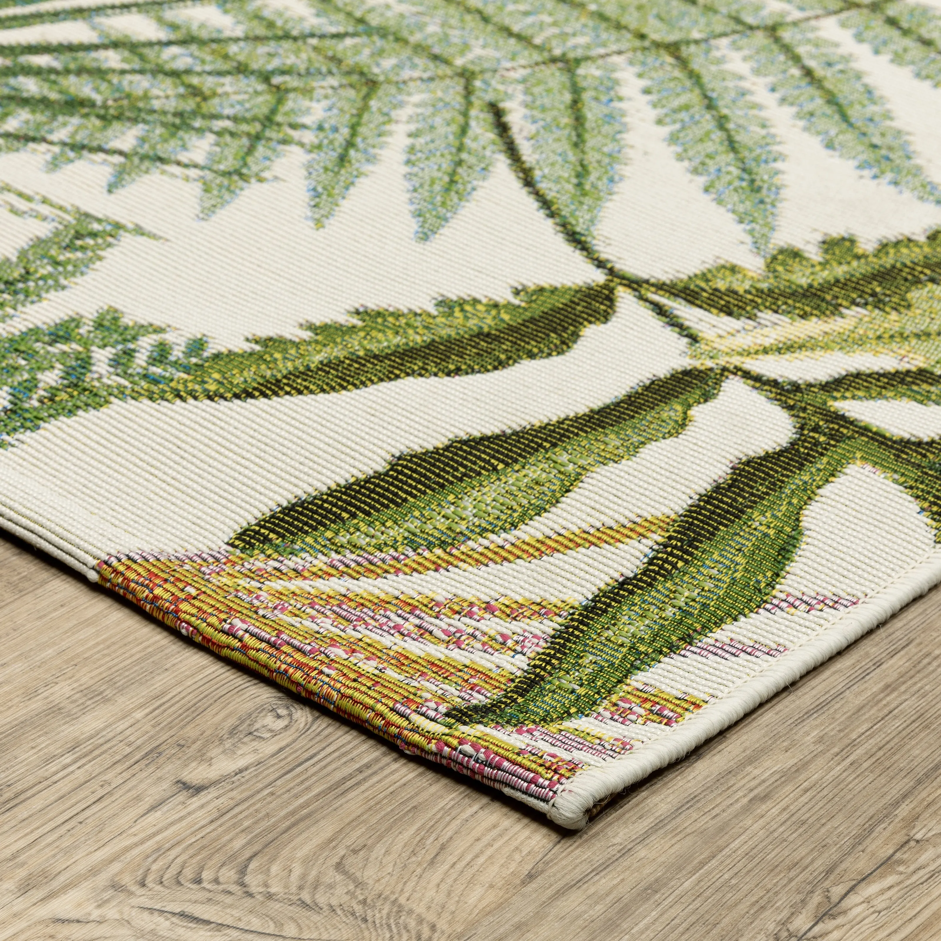 Style Haven Nova Layered Tropical Leaves Green/ Ivory Area Rug.