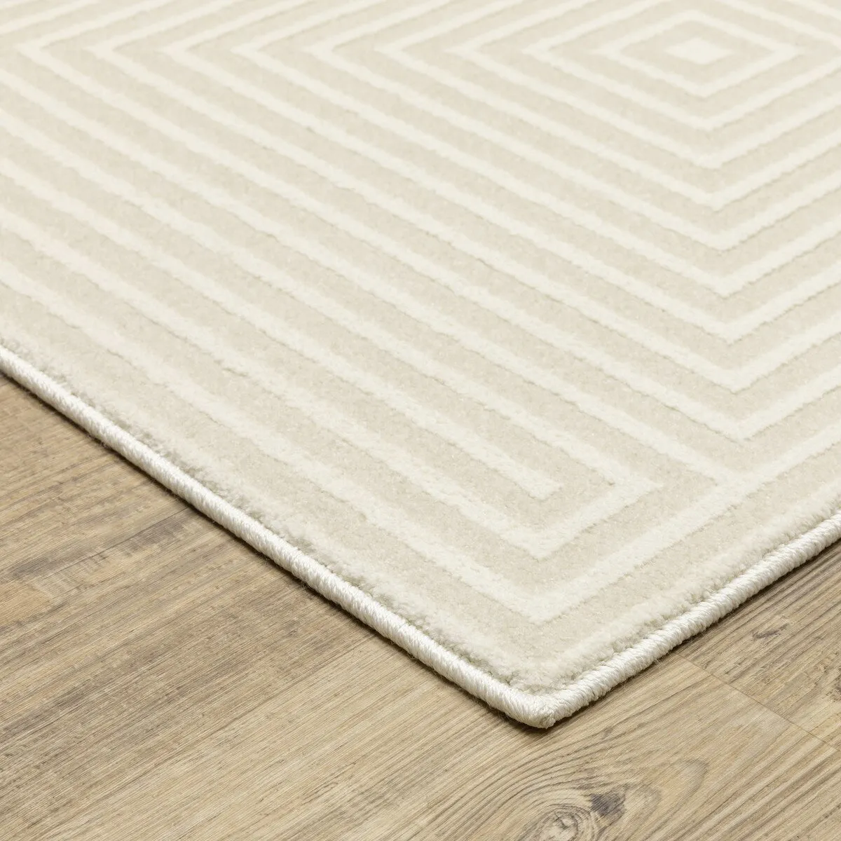 Style Haven Ripley Tone-on-Tone Geometric Ivory Mixed Pile Area Rug